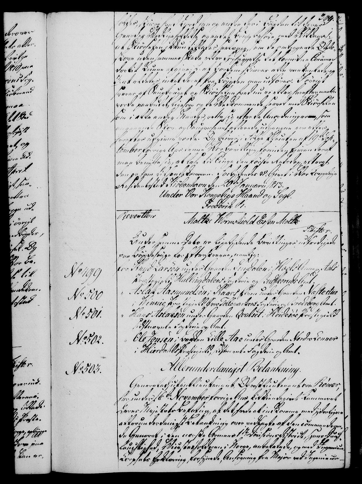 Rentekammeret, Kammerkanselliet, RA/EA-3111/G/Gg/Gga/L0020: Norsk ekspedisjonsprotokoll med register (merket RK 53.20), 1811-1814, p. 309