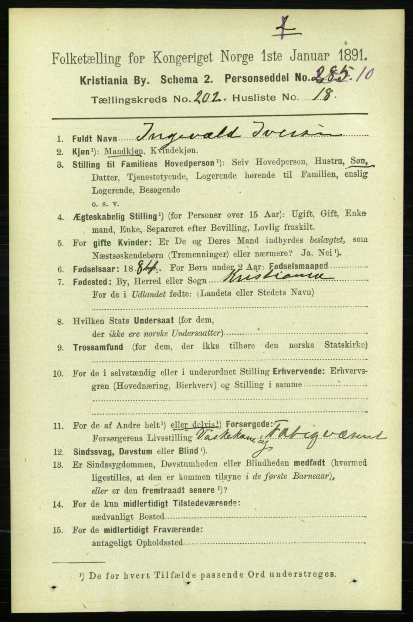 RA, 1891 census for 0301 Kristiania, 1891, p. 121808