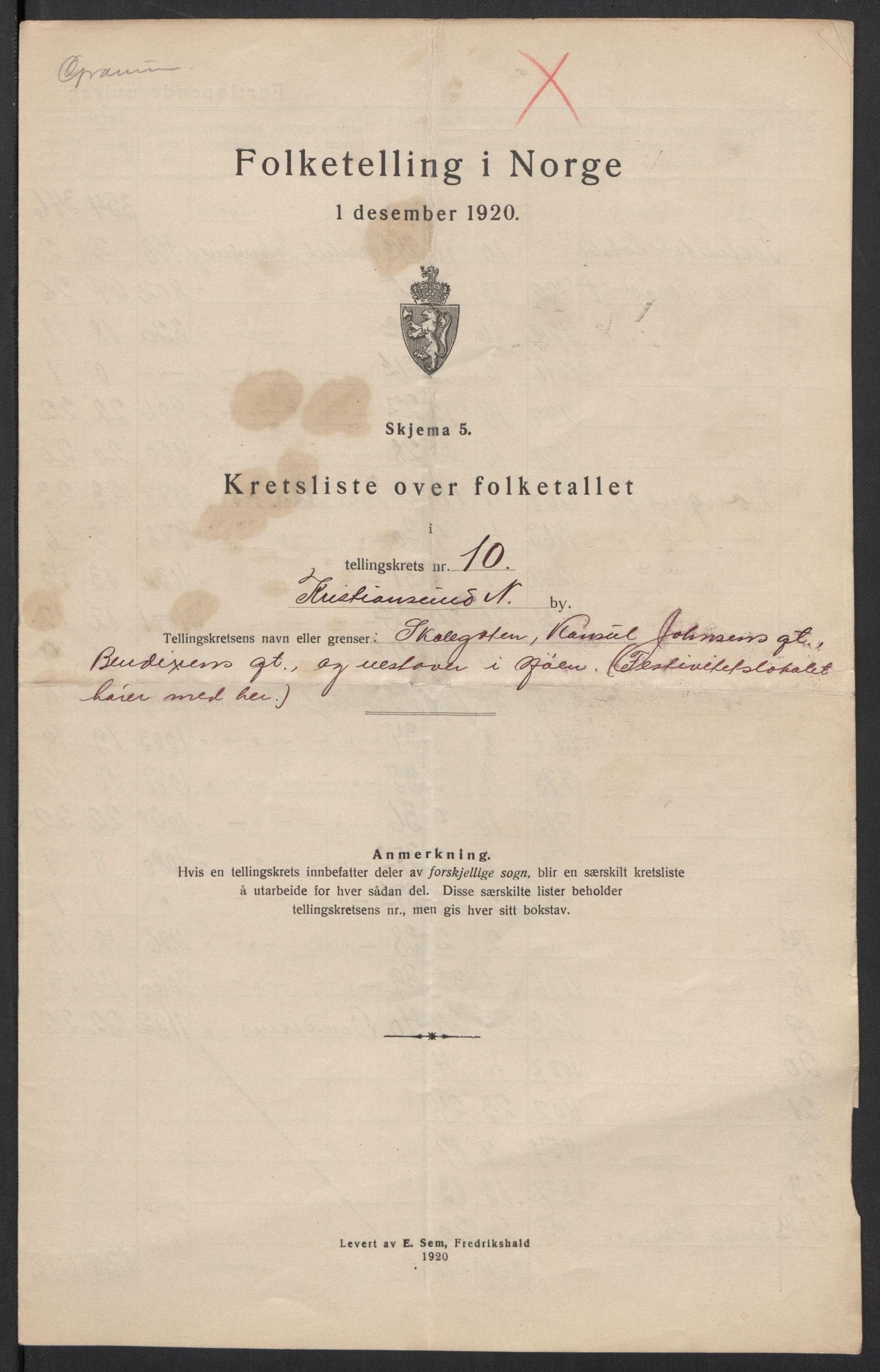 SAT, 1920 census for Kristiansund, 1920, p. 33