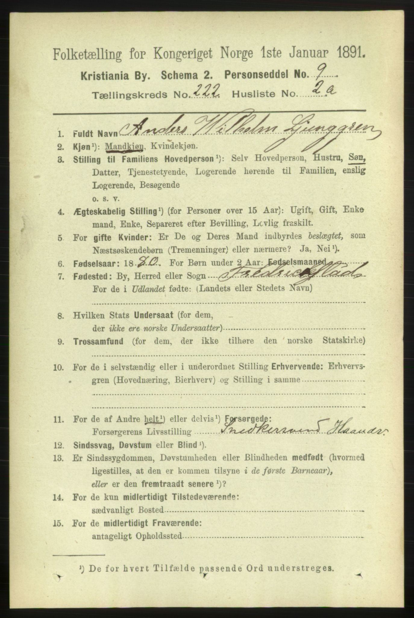 RA, 1891 census for 0301 Kristiania, 1891, p. 133069