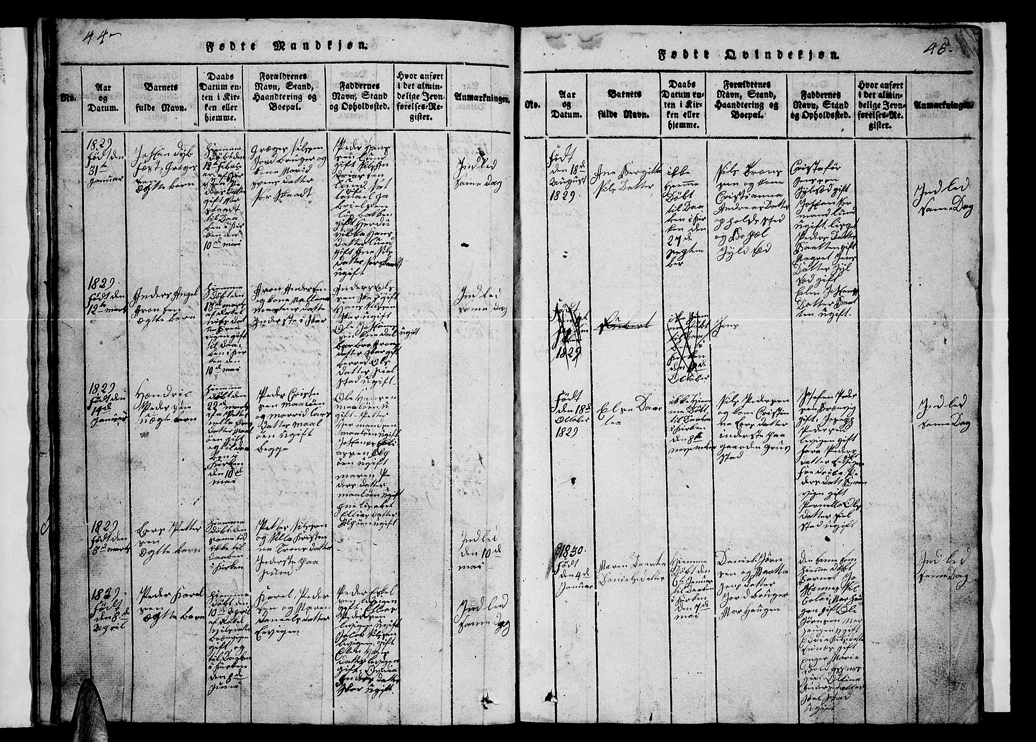 Ministerialprotokoller, klokkerbøker og fødselsregistre - Nordland, AV/SAT-A-1459/857/L0826: Parish register (copy) no. 857C01, 1821-1852, p. 44-45