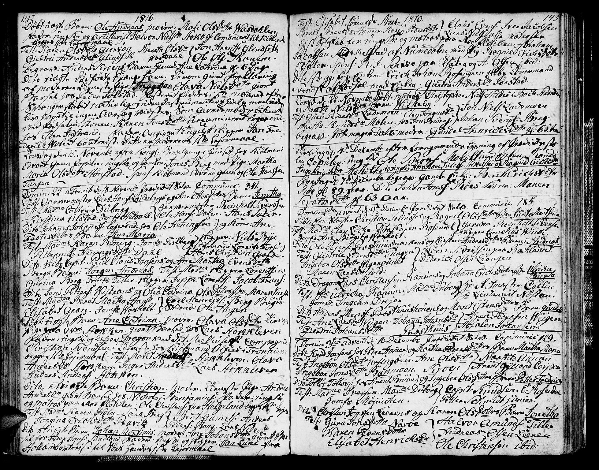 Ministerialprotokoller, klokkerbøker og fødselsregistre - Sør-Trøndelag, SAT/A-1456/604/L0181: Parish register (official) no. 604A02, 1798-1817, p. 142-143