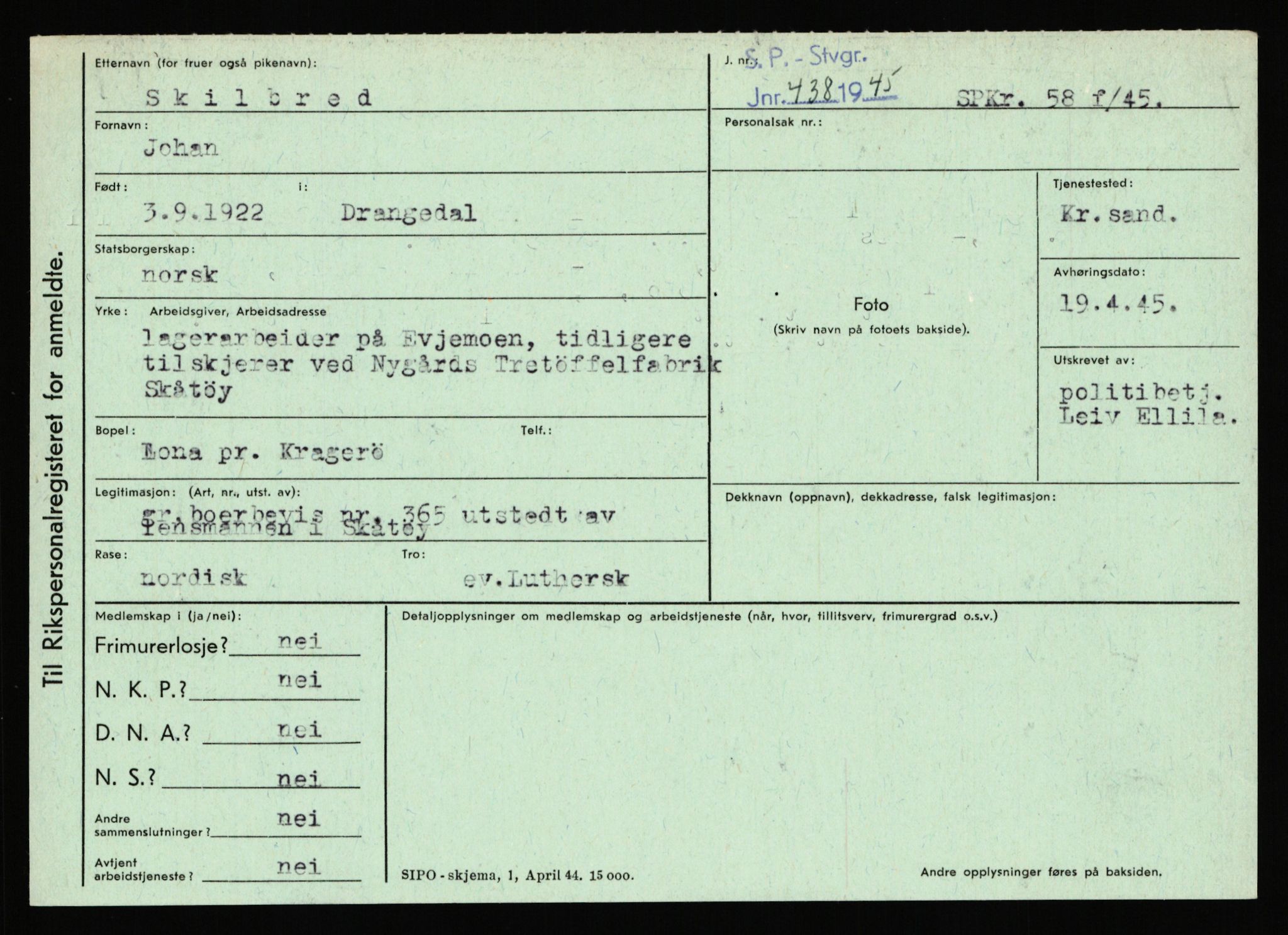 Statspolitiet - Hovedkontoret / Osloavdelingen, AV/RA-S-1329/C/Ca/L0014: Seterlien - Svartås, 1943-1945, p. 967