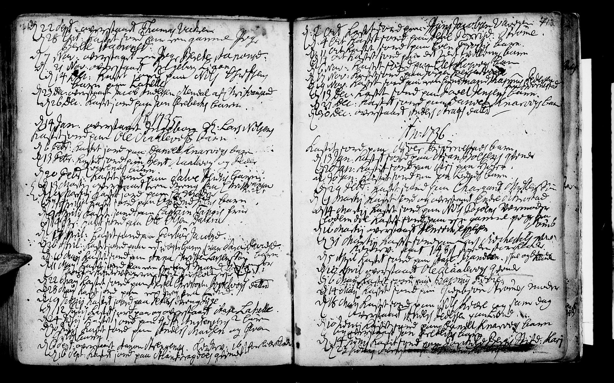 Oddernes sokneprestkontor, SAK/1111-0033/F/Fa/Faa/L0002: Parish register (official) no. A 2, 1719-1764, p. 712-713