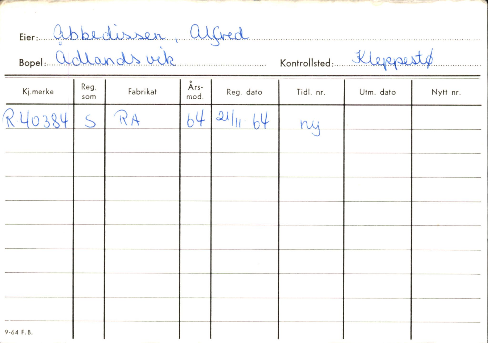Statens vegvesen, Hordaland vegkontor, AV/SAB-A-5201/2/Ha/L0001: R-eierkort A, 1920-1971, p. 2