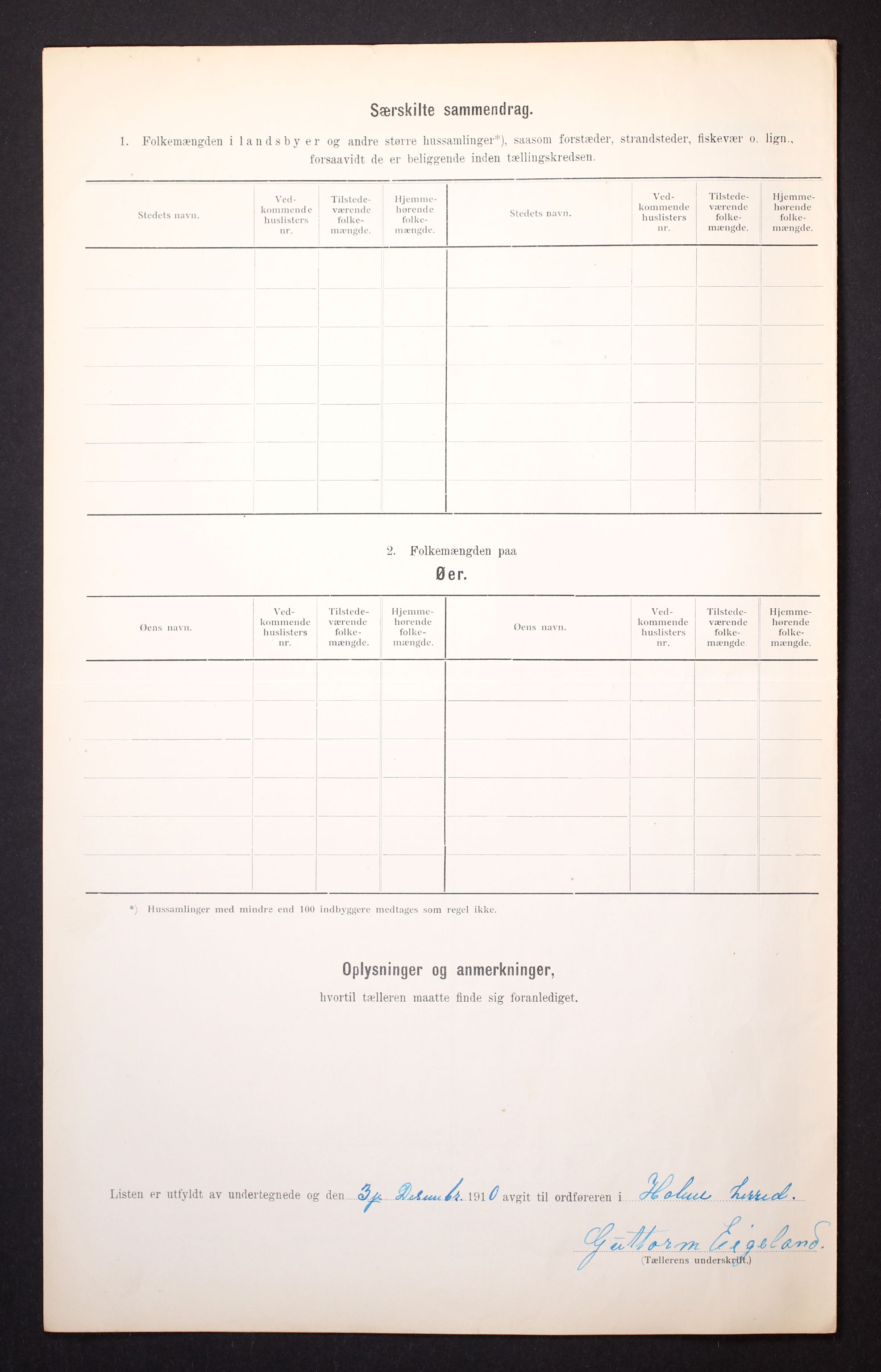 RA, 1910 census for Holum, 1910, p. 33