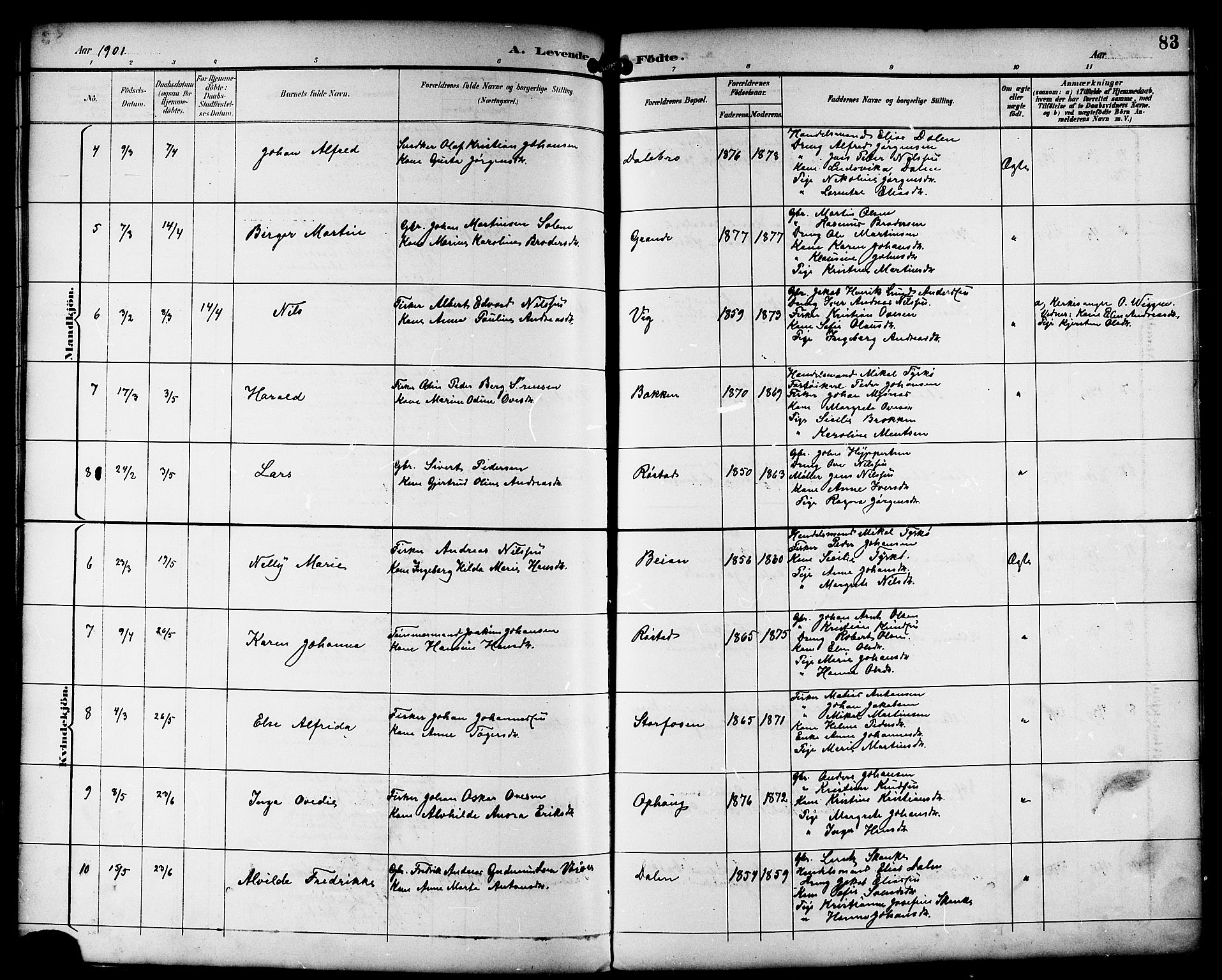 Ministerialprotokoller, klokkerbøker og fødselsregistre - Sør-Trøndelag, AV/SAT-A-1456/659/L0746: Parish register (copy) no. 659C03, 1893-1912, p. 83