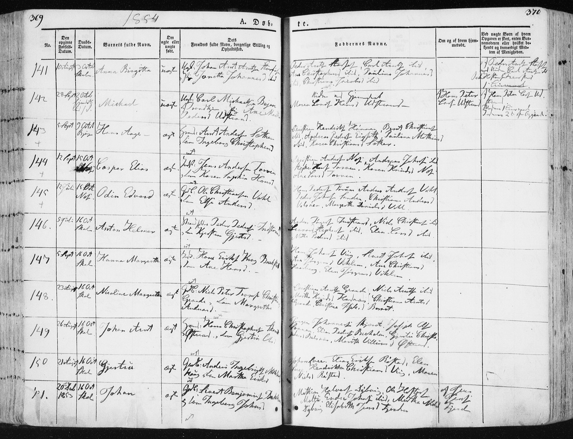 Ministerialprotokoller, klokkerbøker og fødselsregistre - Sør-Trøndelag, SAT/A-1456/659/L0736: Parish register (official) no. 659A06, 1842-1856, p. 369-370