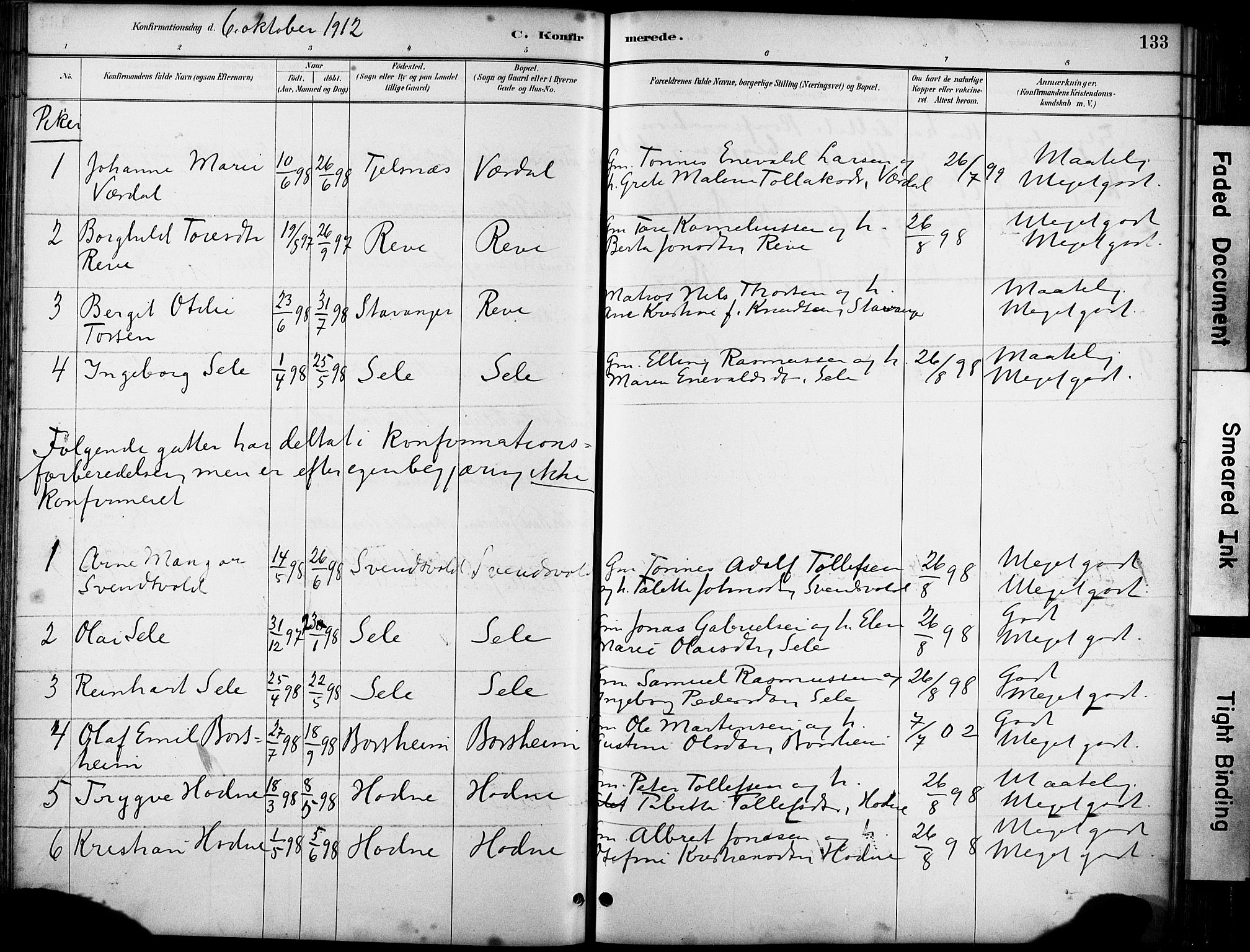 Klepp sokneprestkontor, SAST/A-101803/001/3/30BA/L0008: Parish register (official) no. A 9, 1886-1919, p. 133