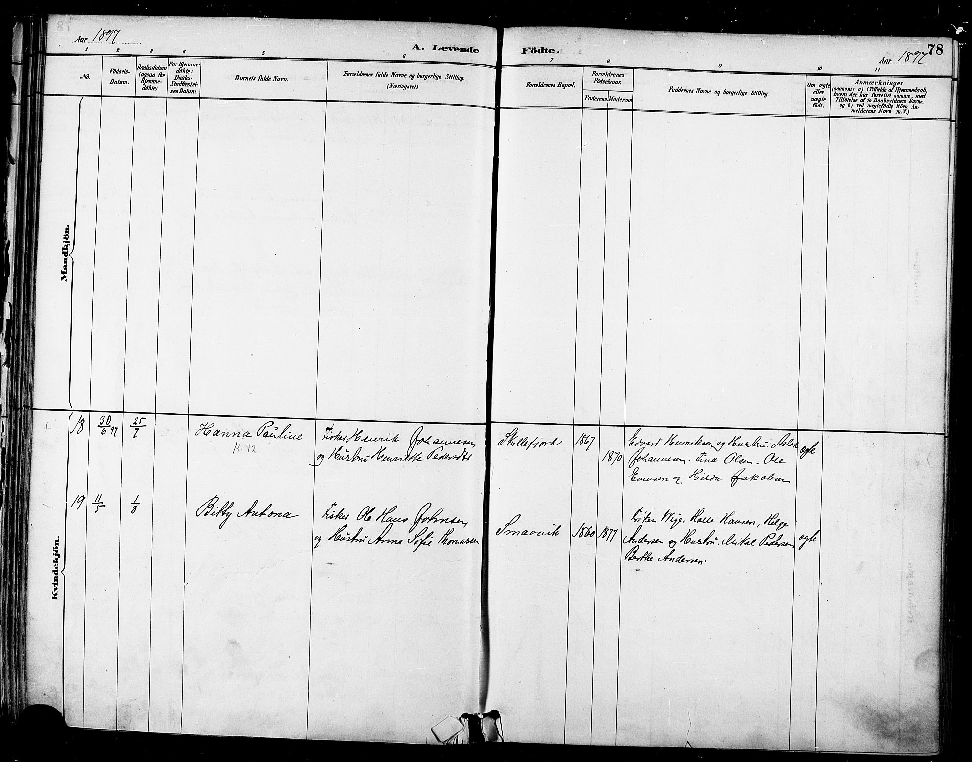 Talvik sokneprestkontor, AV/SATØ-S-1337/H/Ha/L0013kirke: Parish register (official) no. 13, 1886-1897, p. 78