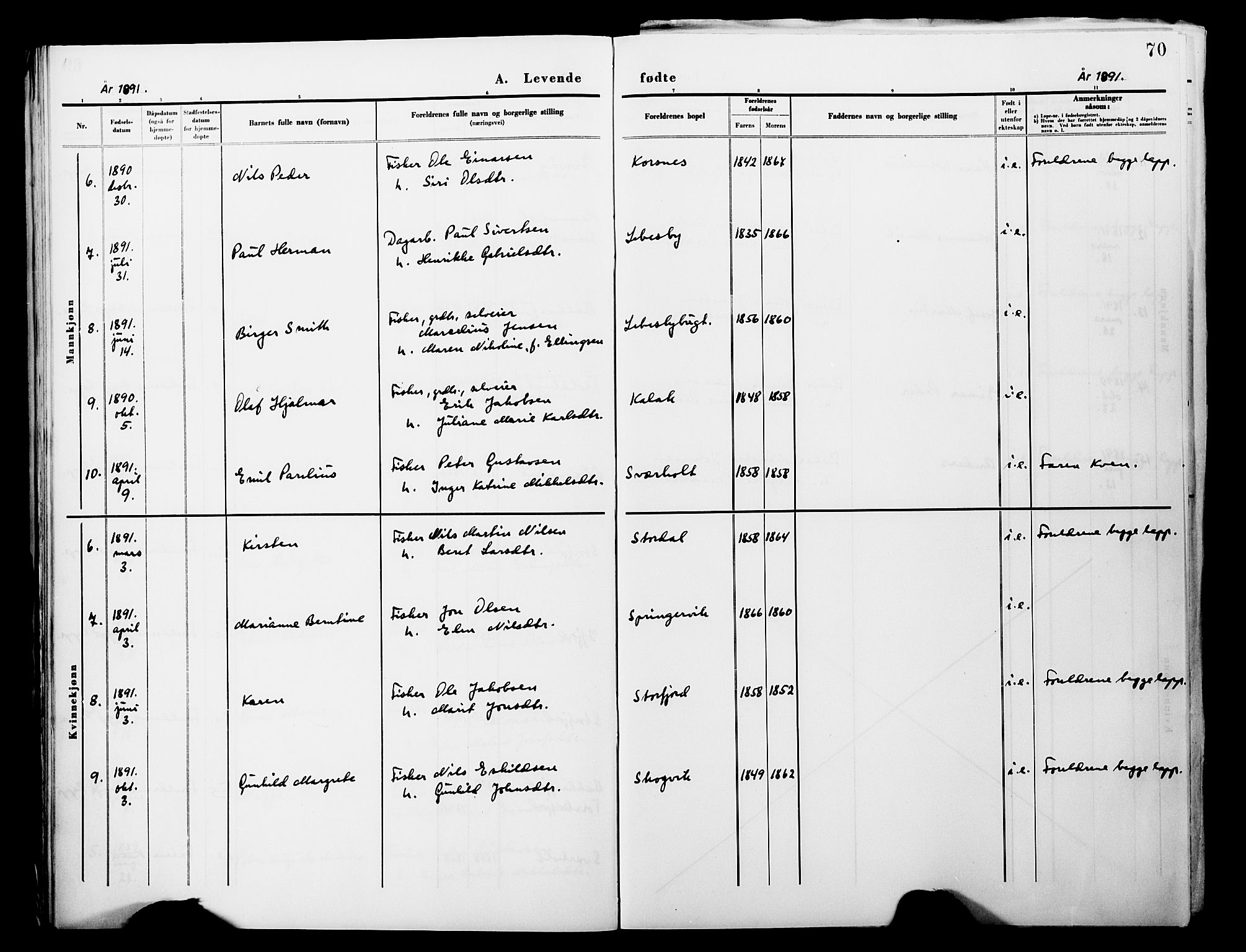 Lebesby sokneprestkontor, AV/SATØ-S-1353/H/Ha/L0004kirke: Parish register (official) no. 4, 1870-1902, p. 70