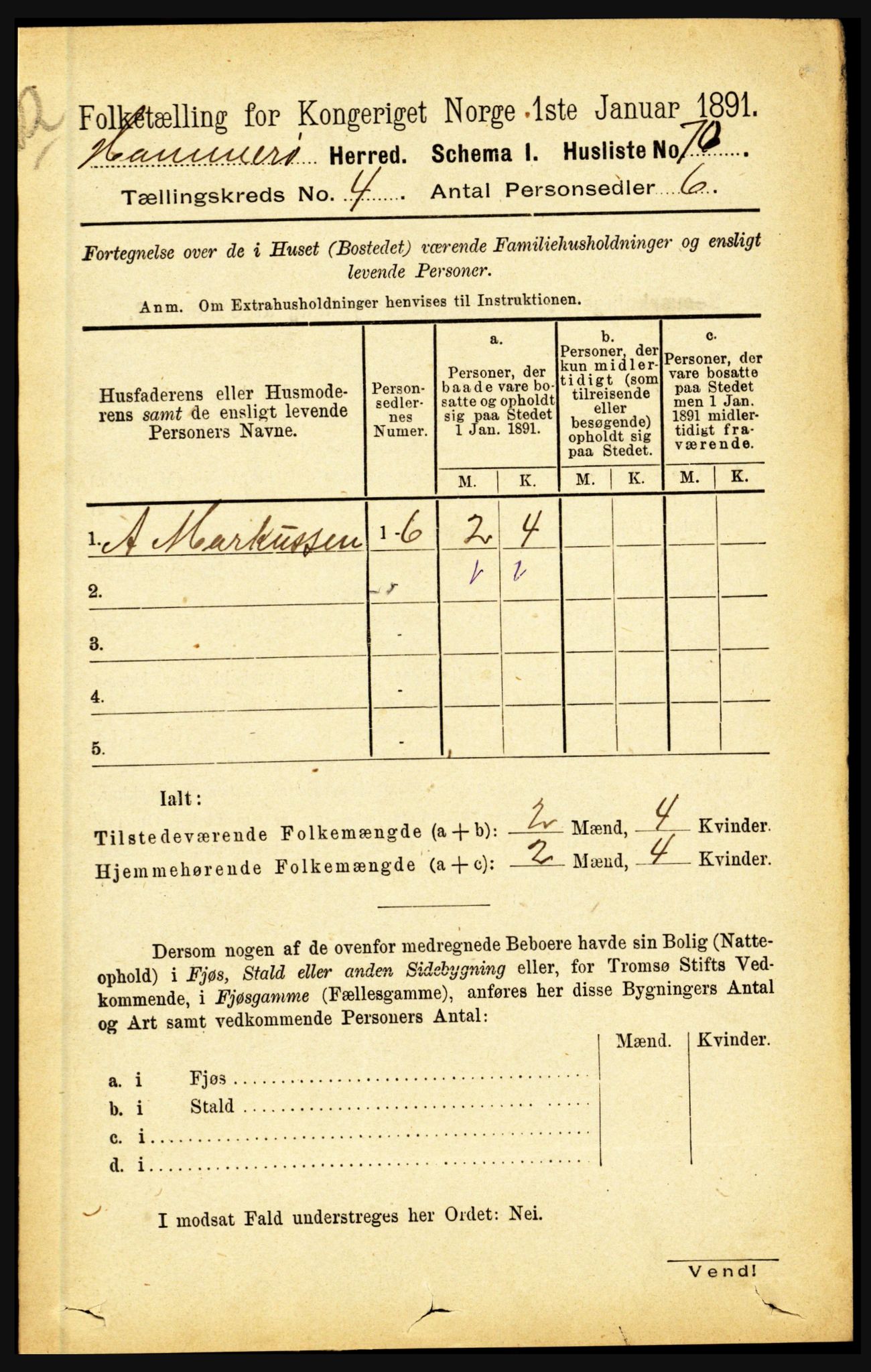 RA, 1891 census for 1849 Hamarøy, 1891, p. 1948