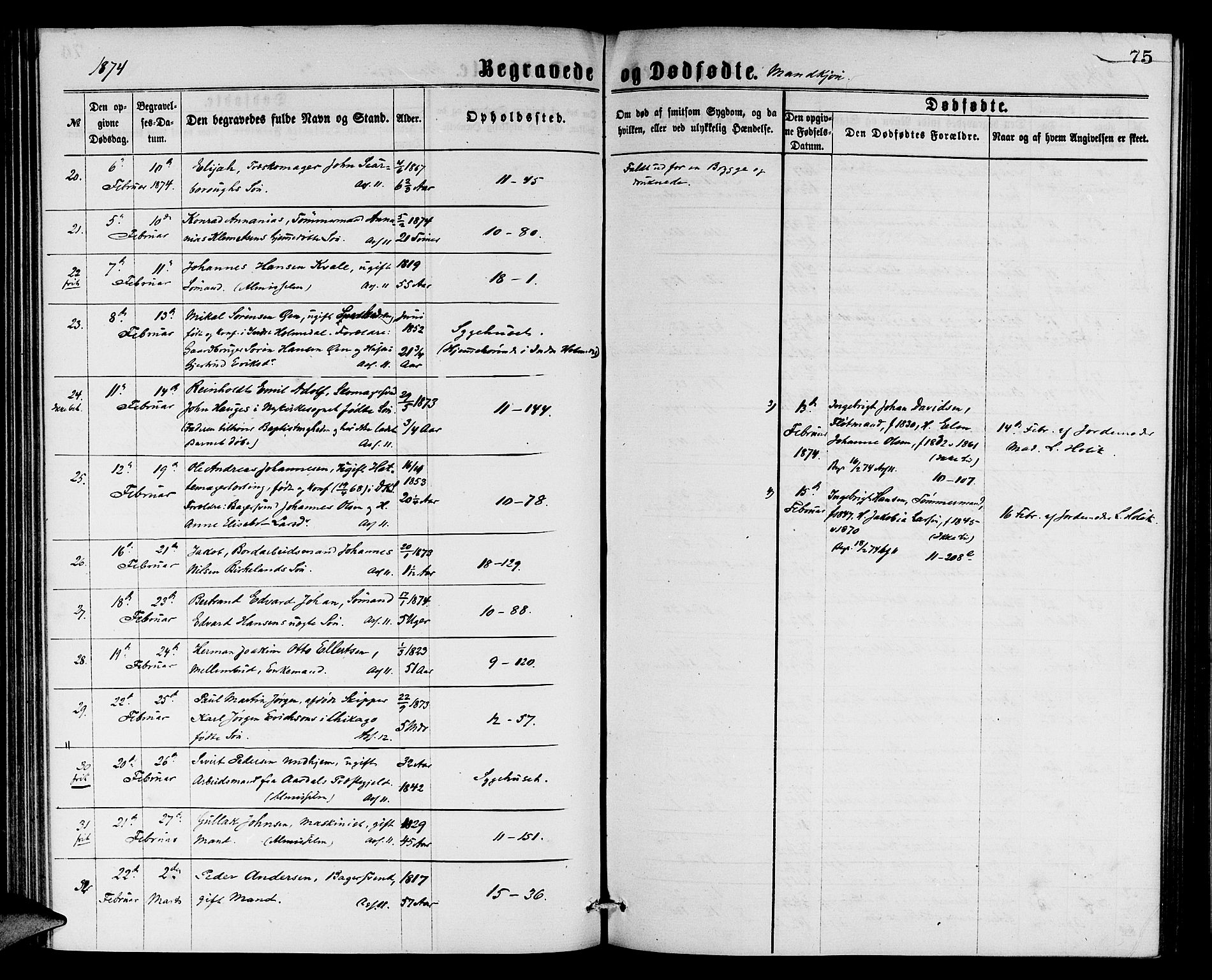 Domkirken sokneprestembete, AV/SAB-A-74801/H/Hab/L0040: Parish register (copy) no. E 4, 1868-1877, p. 75