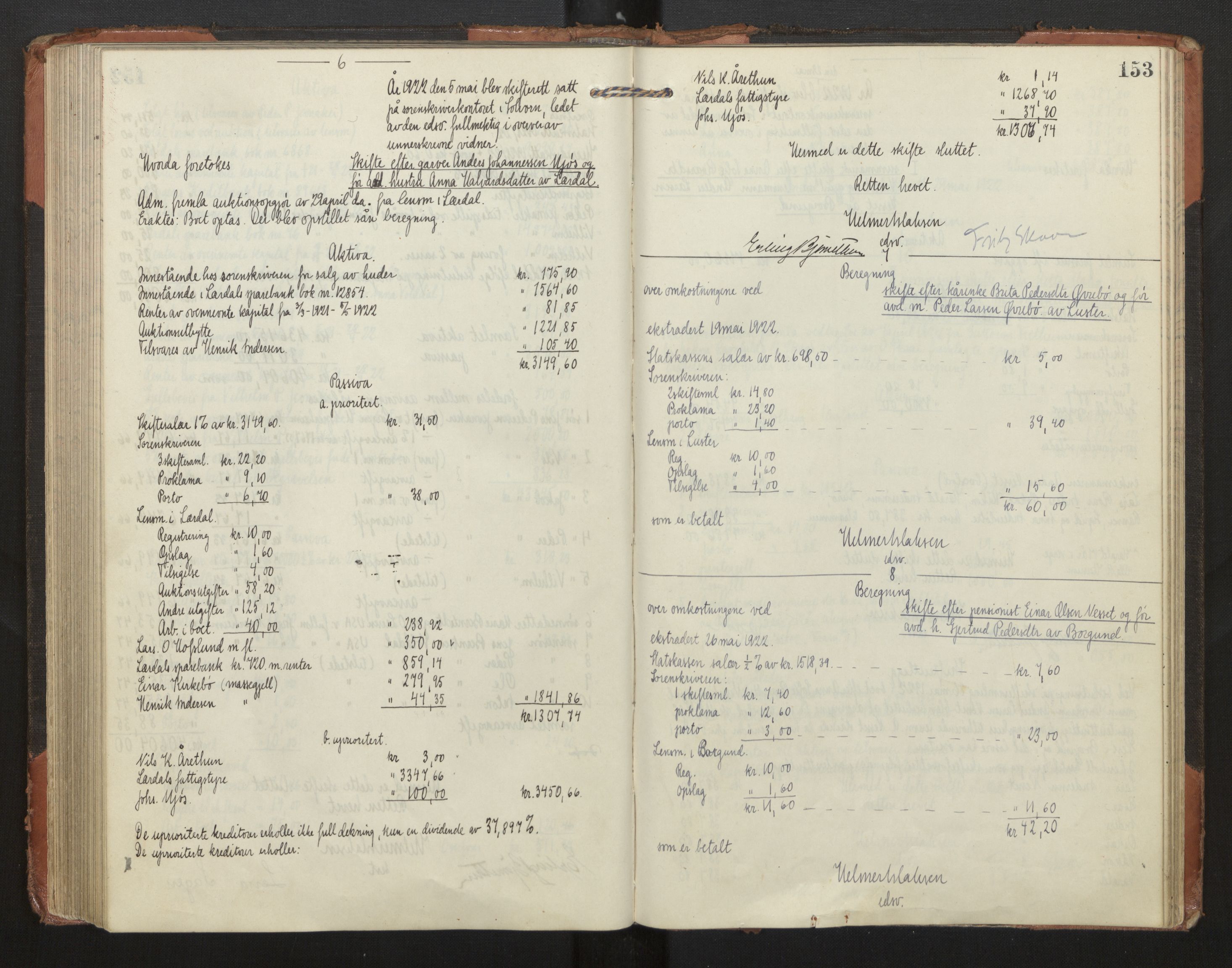 Indre Sogn tingrett, AV/SAB-A-3301/1/H/Hd/L0008: Skifteutlodningsprotokoll 8, 1912-1923, p. 152b-153a