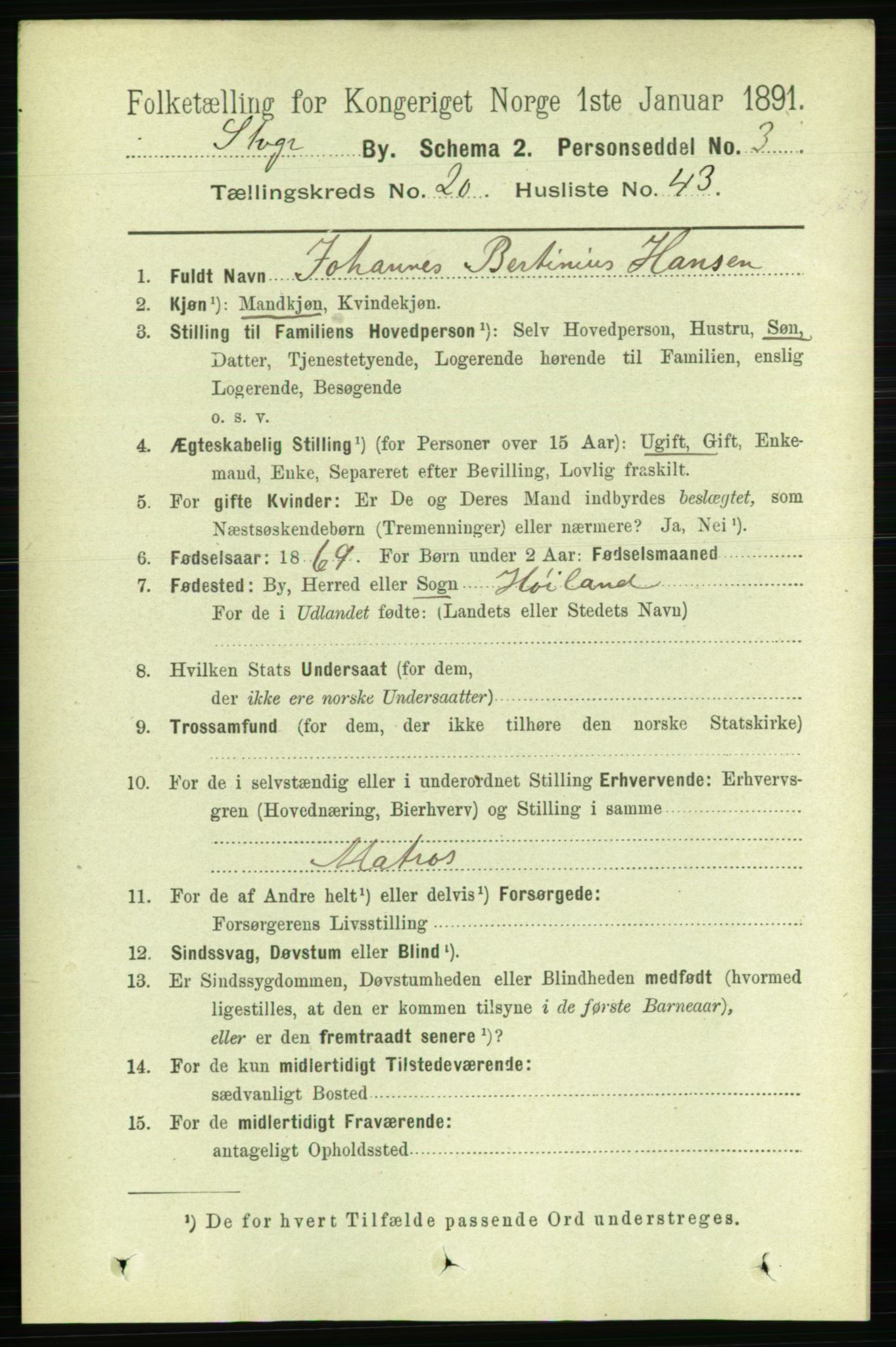 RA, 1891 census for 1103 Stavanger, 1891, p. 23406