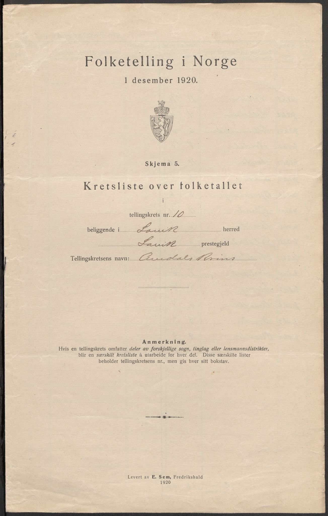 SAB, 1920 census for Lavik, 1920, p. 32
