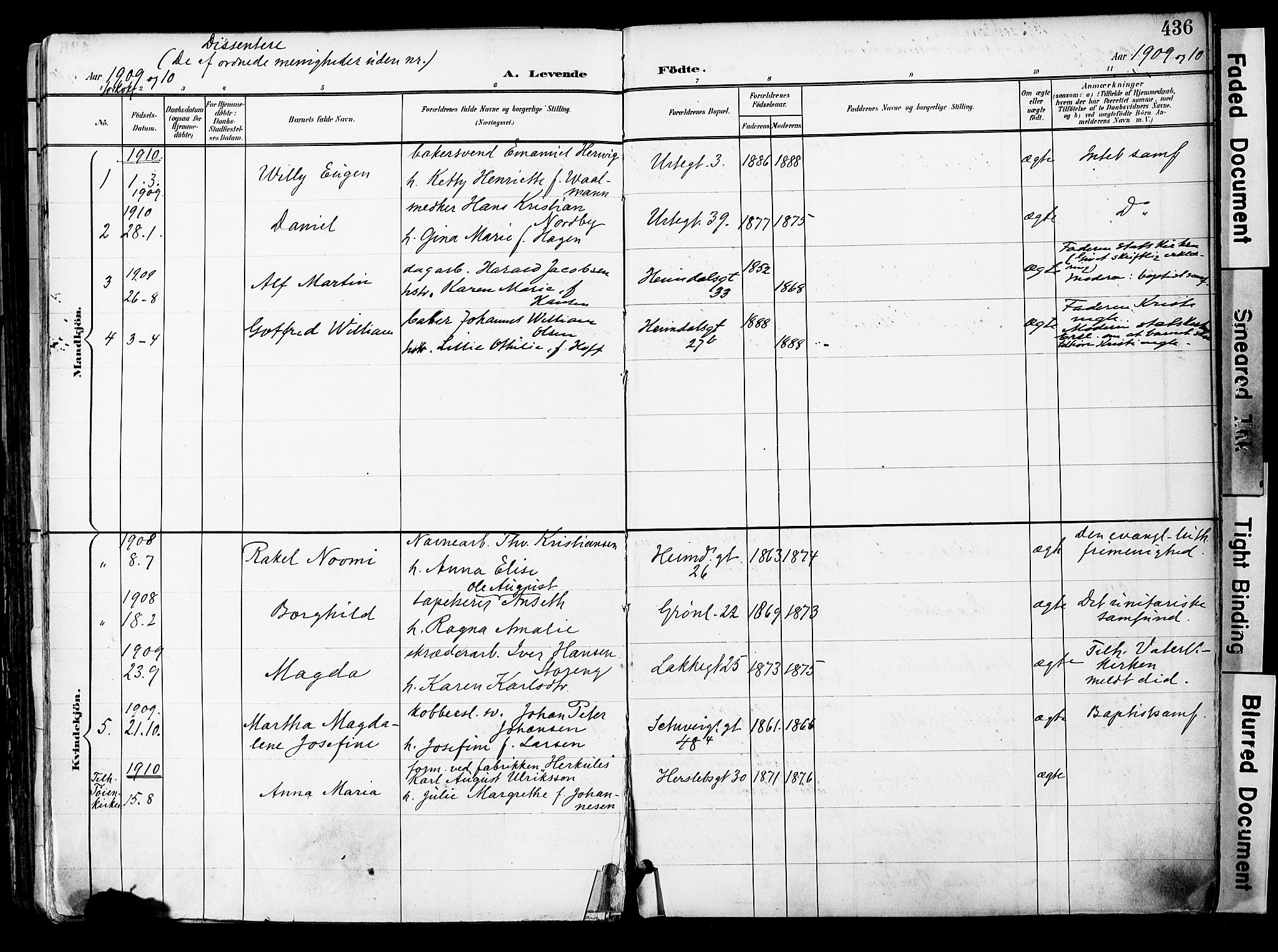 Grønland prestekontor Kirkebøker, SAO/A-10848/F/Fa/L0014: Parish register (official) no. 14, 1900-1911, p. 436