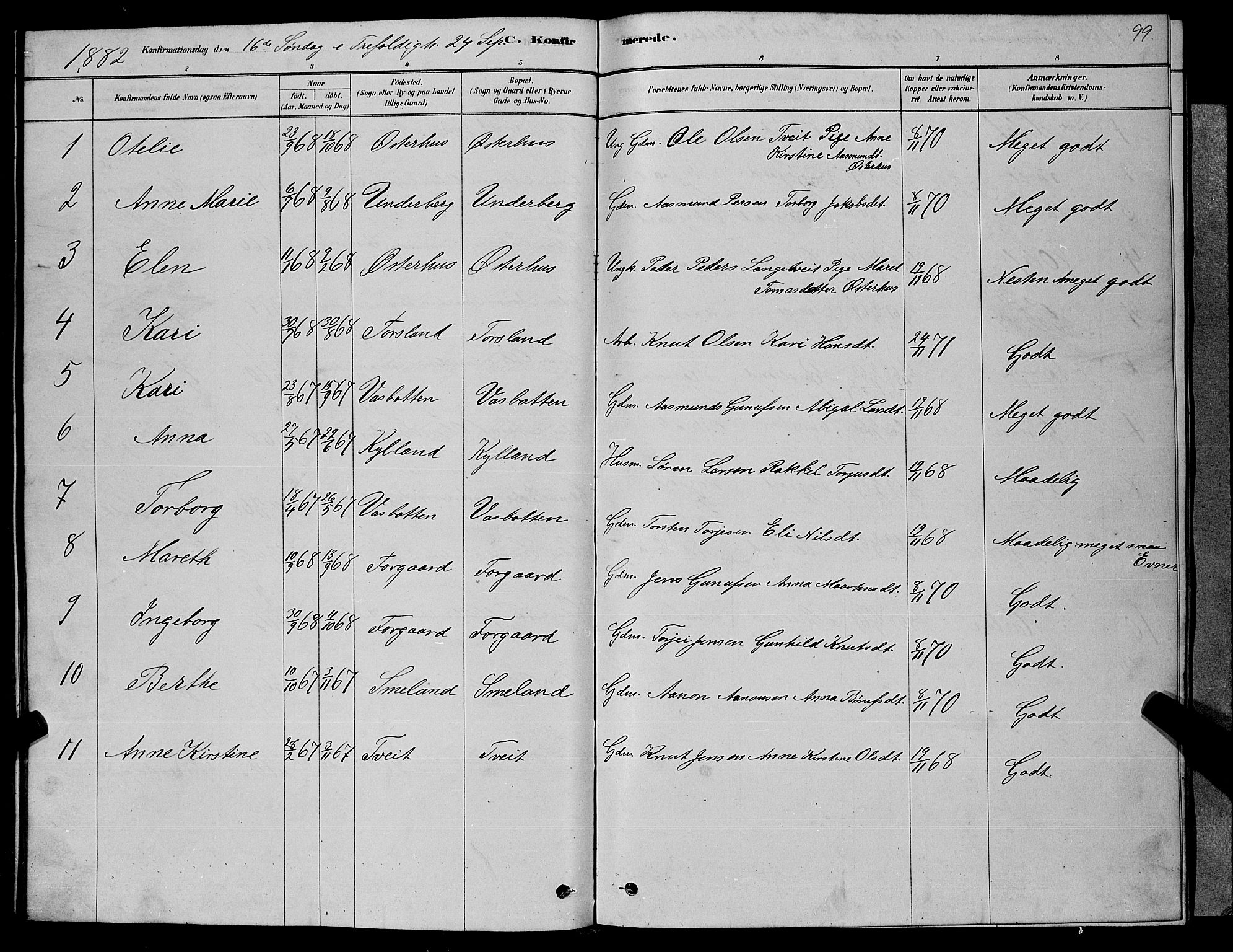 Åseral sokneprestkontor, SAK/1111-0051/F/Fb/L0002: Parish register (copy) no. B 2, 1878-1899, p. 99
