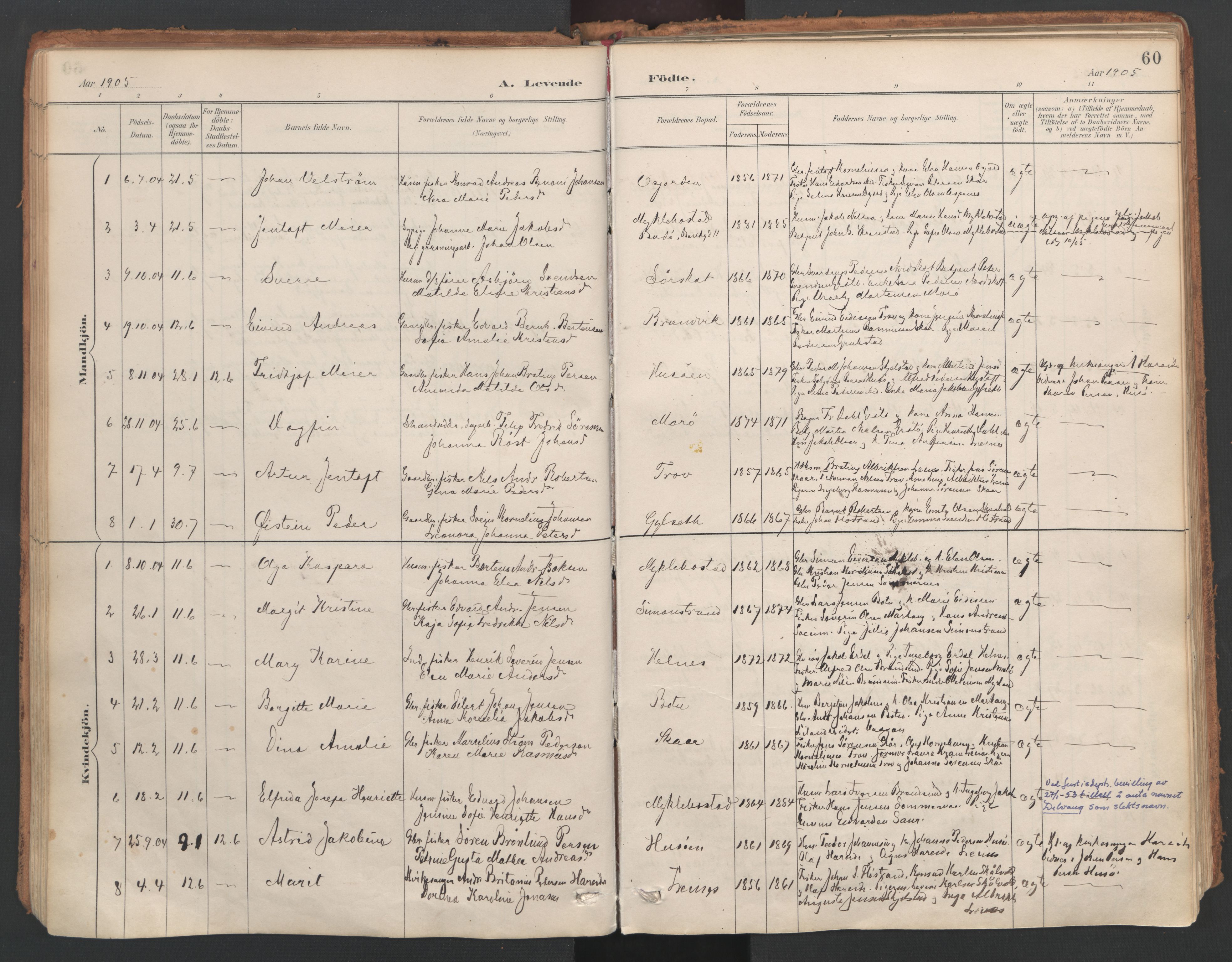 Ministerialprotokoller, klokkerbøker og fødselsregistre - Nordland, AV/SAT-A-1459/857/L0822: Parish register (official) no. 857A02, 1890-1917, p. 60