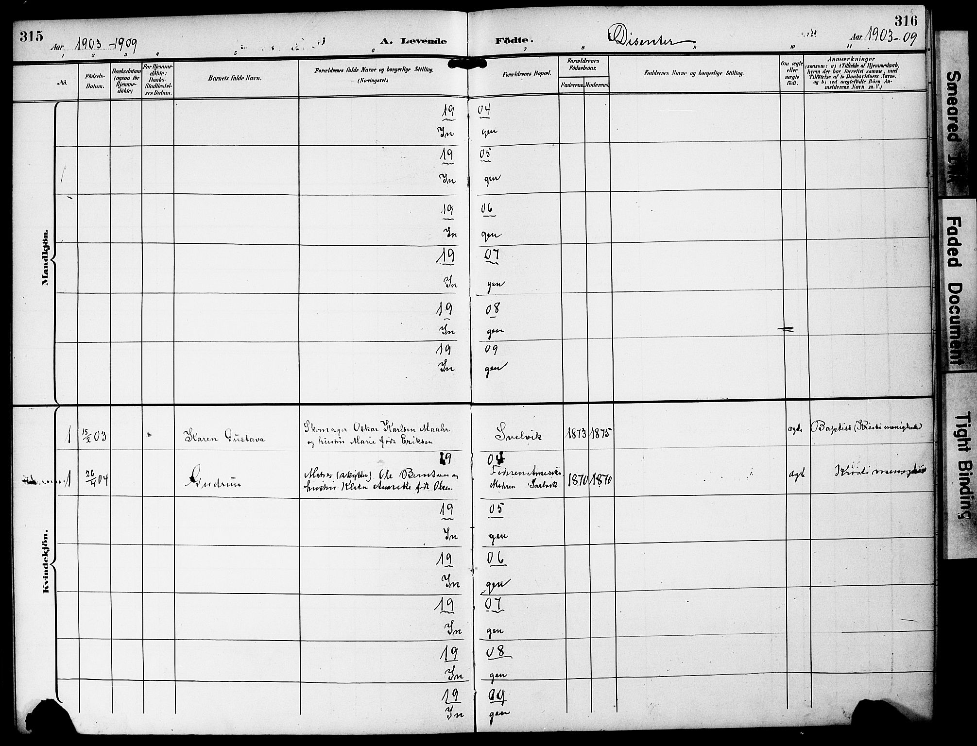 Strømm kirkebøker, SAKO/A-322/G/Gb/L0002: Parish register (copy) no. II 2, 1897-1928, p. 315-316