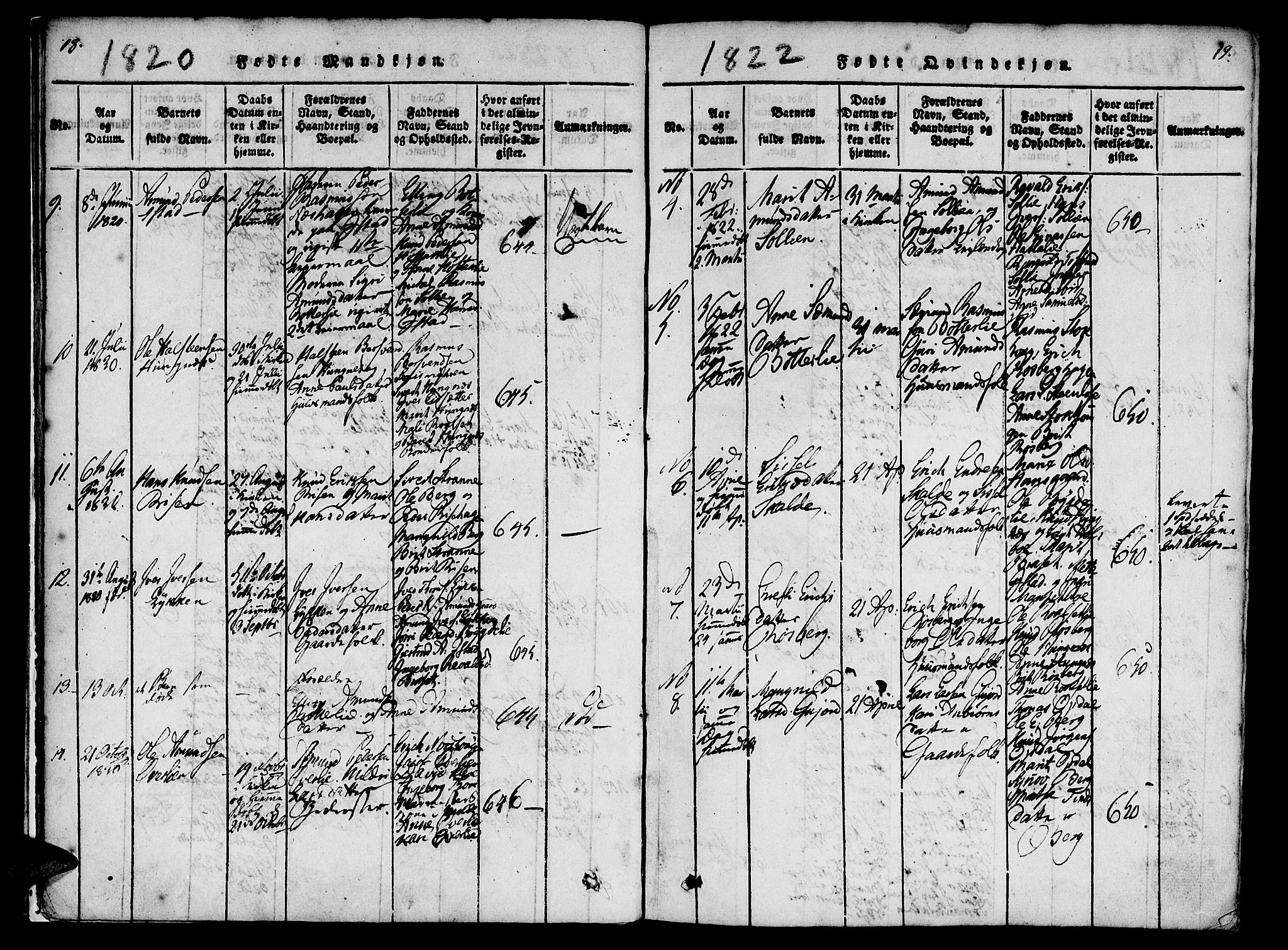 Ministerialprotokoller, klokkerbøker og fødselsregistre - Møre og Romsdal, SAT/A-1454/557/L0679: Parish register (official) no. 557A01, 1818-1843, p. 18-19