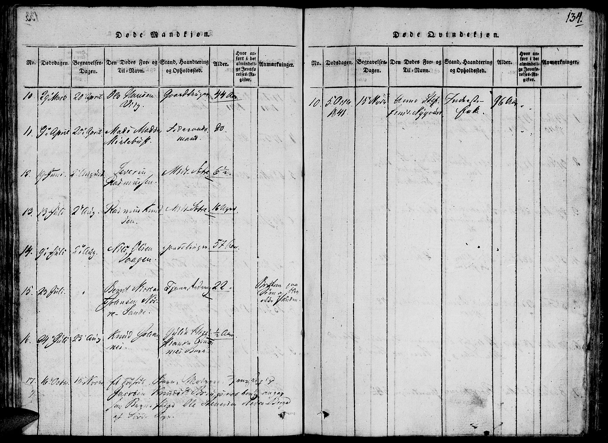 Ministerialprotokoller, klokkerbøker og fødselsregistre - Møre og Romsdal, AV/SAT-A-1454/503/L0033: Parish register (official) no. 503A01, 1816-1841, p. 134