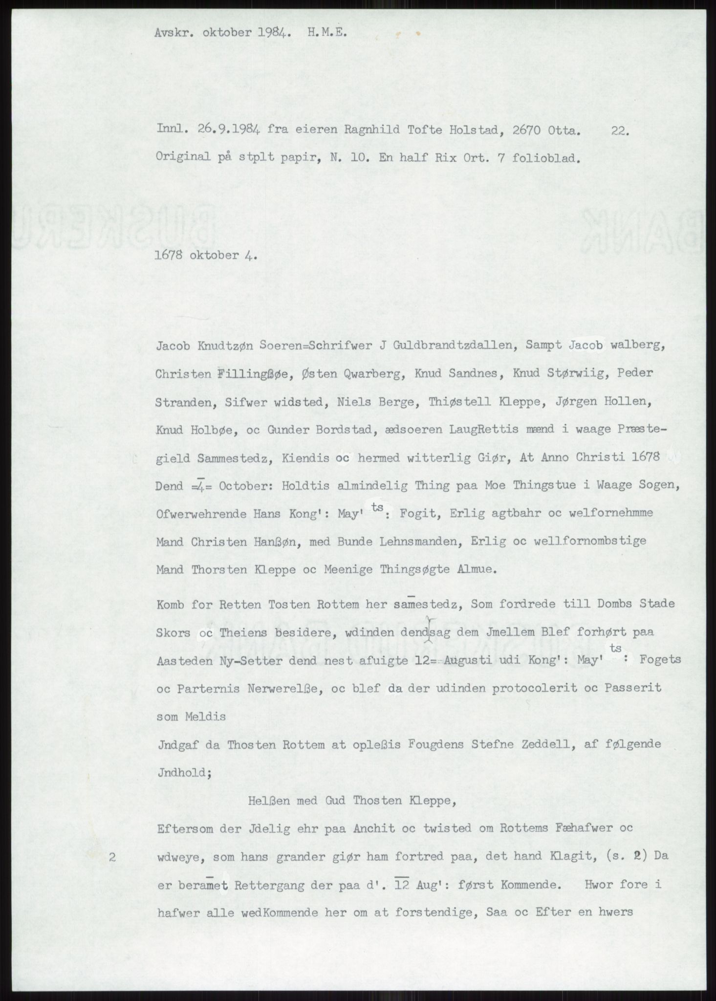 Samlinger til kildeutgivelse, Diplomavskriftsamlingen, AV/RA-EA-4053/H/Ha, p. 319