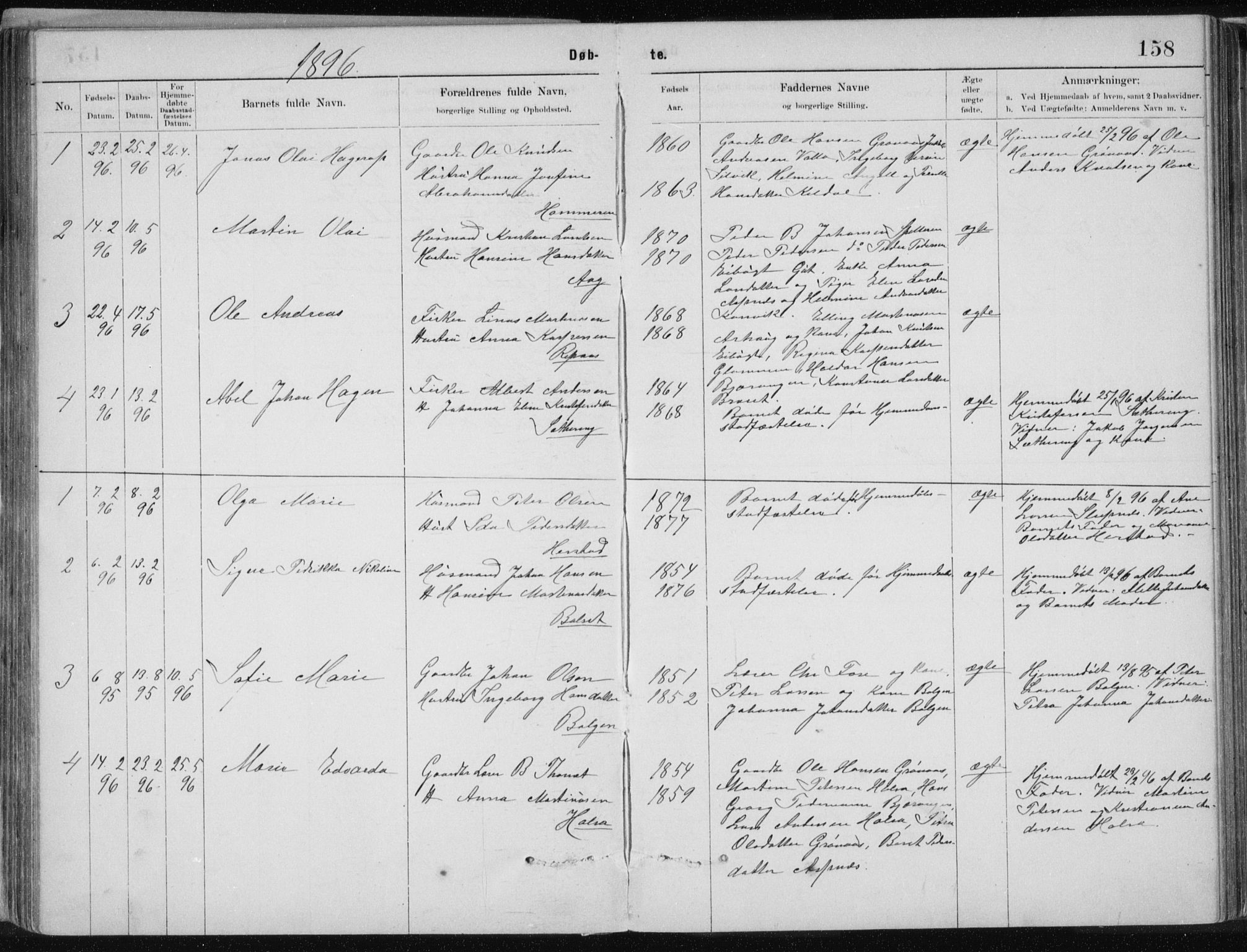 Ministerialprotokoller, klokkerbøker og fødselsregistre - Nordland, AV/SAT-A-1459/843/L0636: Parish register (copy) no. 843C05, 1884-1909, p. 158