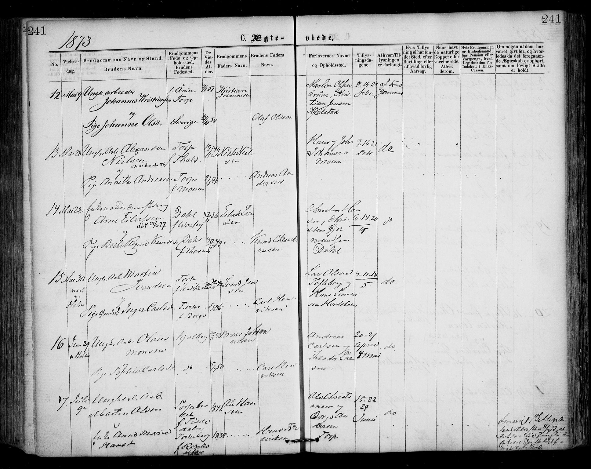 Borge prestekontor Kirkebøker, AV/SAO-A-10903/F/Fa/L0006: Parish register (official) no. I 6, 1861-1874, p. 241