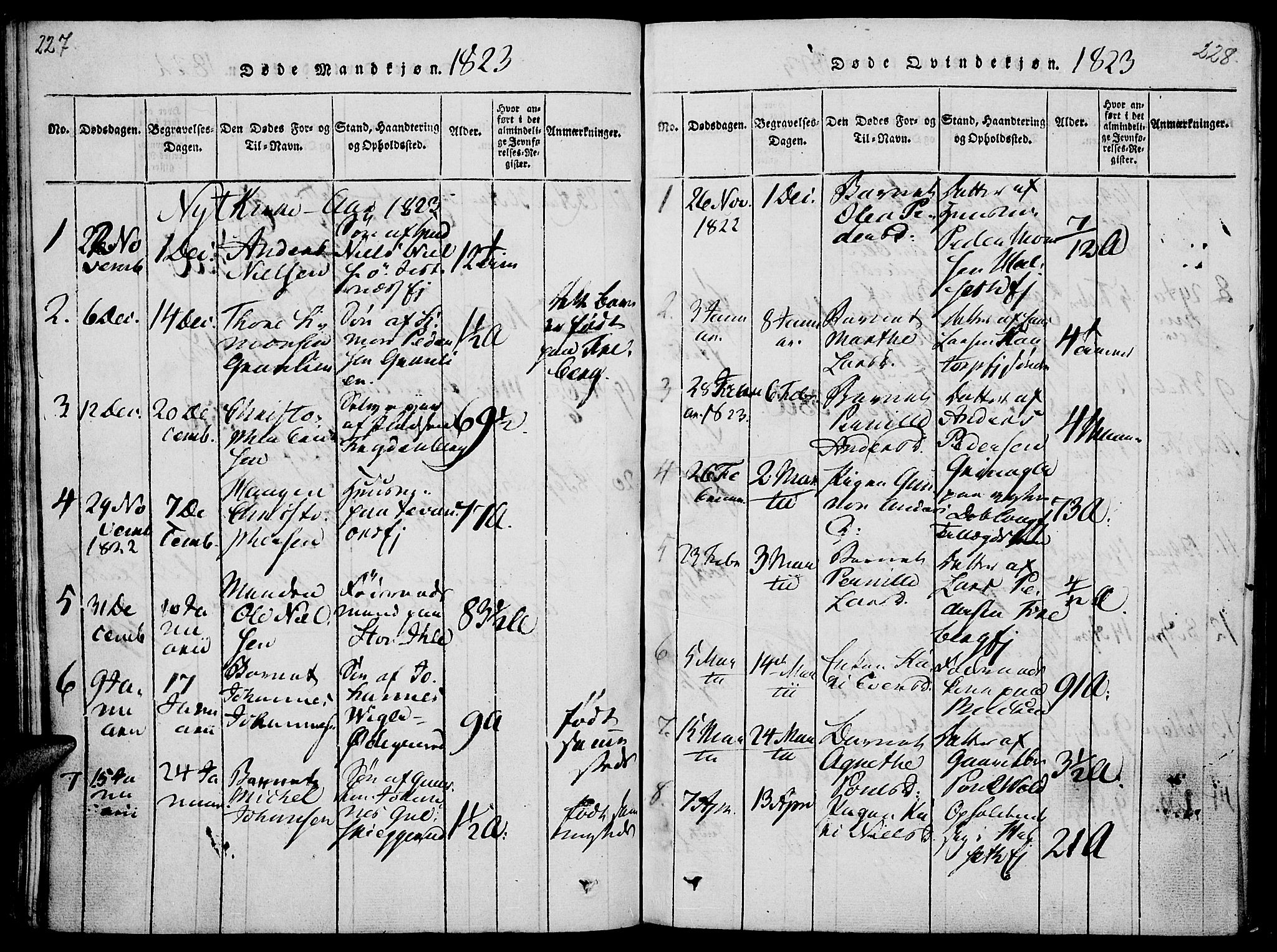 Vang prestekontor, Hedmark, AV/SAH-PREST-008/H/Ha/Haa/L0008: Parish register (official) no. 8, 1815-1826, p. 227-228