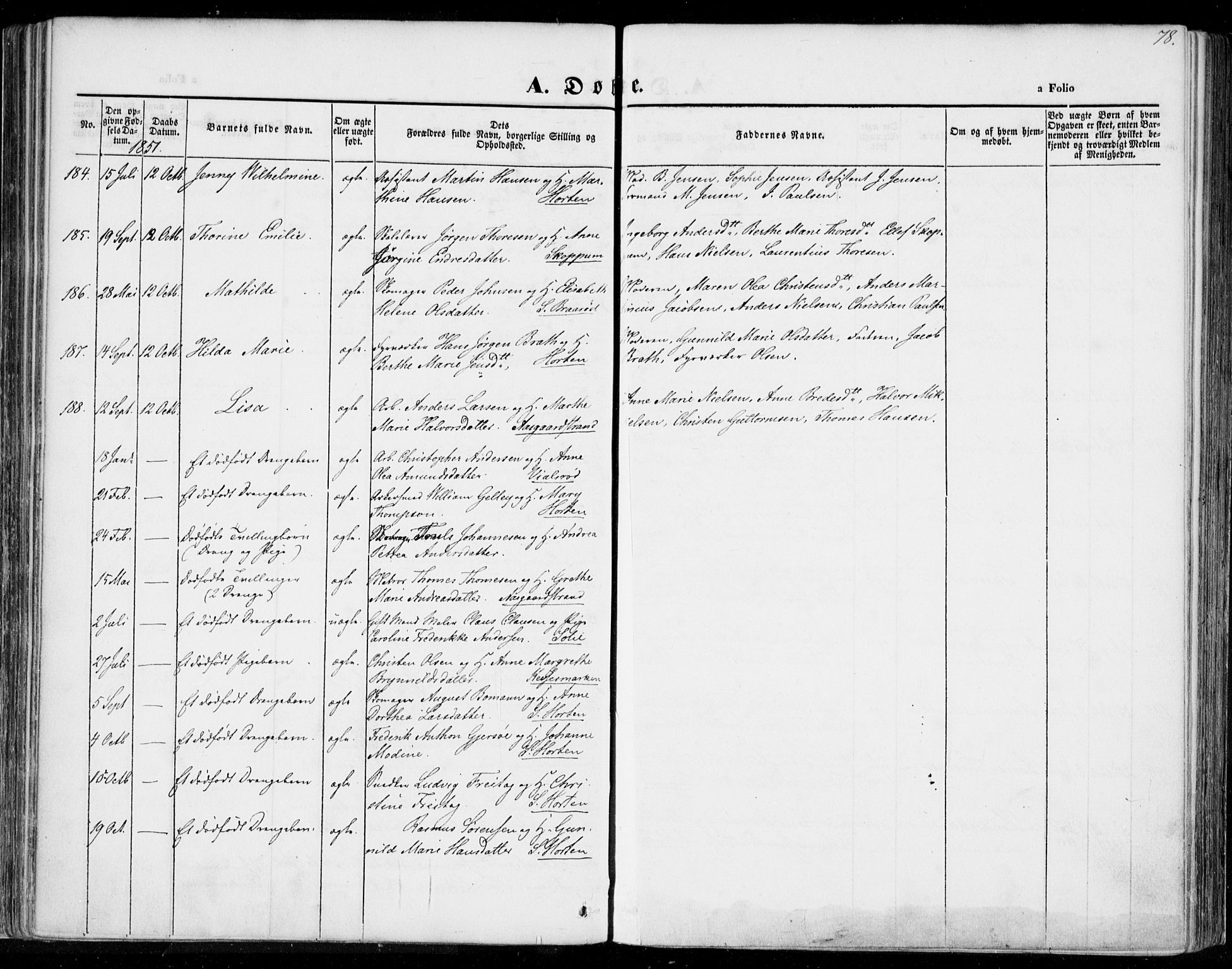 Borre kirkebøker, AV/SAKO-A-338/F/Fa/L0005: Parish register (official) no. I 5, 1845-1851, p. 78