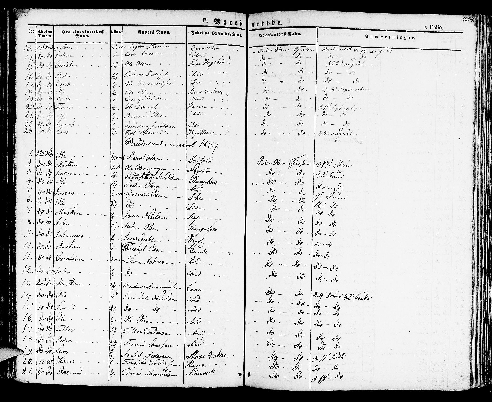 Høyland sokneprestkontor, SAST/A-101799/001/30BA/L0007: Parish register (official) no. A 7 /1, 1825-1841, p. 354
