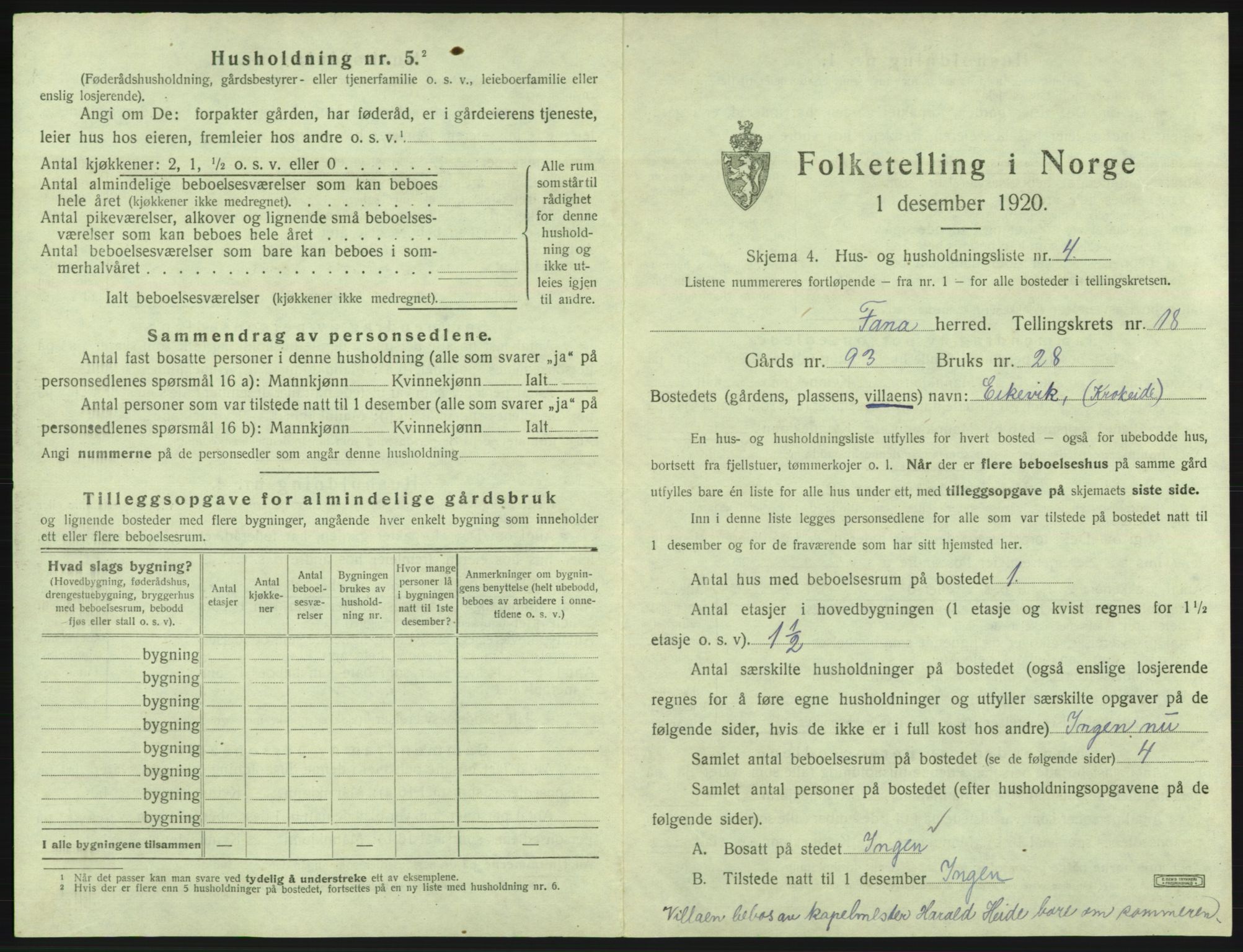 SAB, 1920 census for Fana, 1920, p. 2703