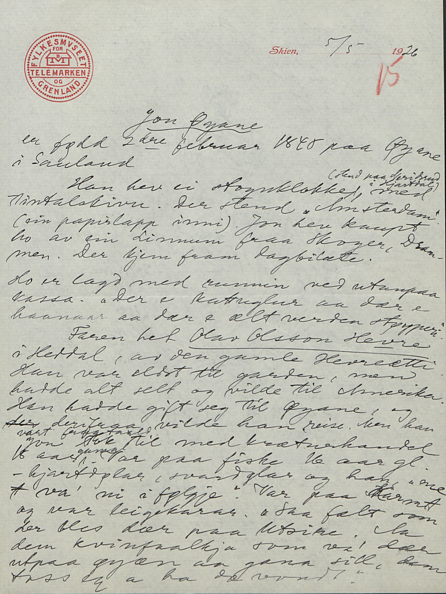Rikard Berge, TEMU/TGM-A-1003/F/L0016/0023: 529-550 / 550 Slekt- og personalhistorie, om drikkehorn og eventuelt andre gjenstander, 1916-1926, p. 15