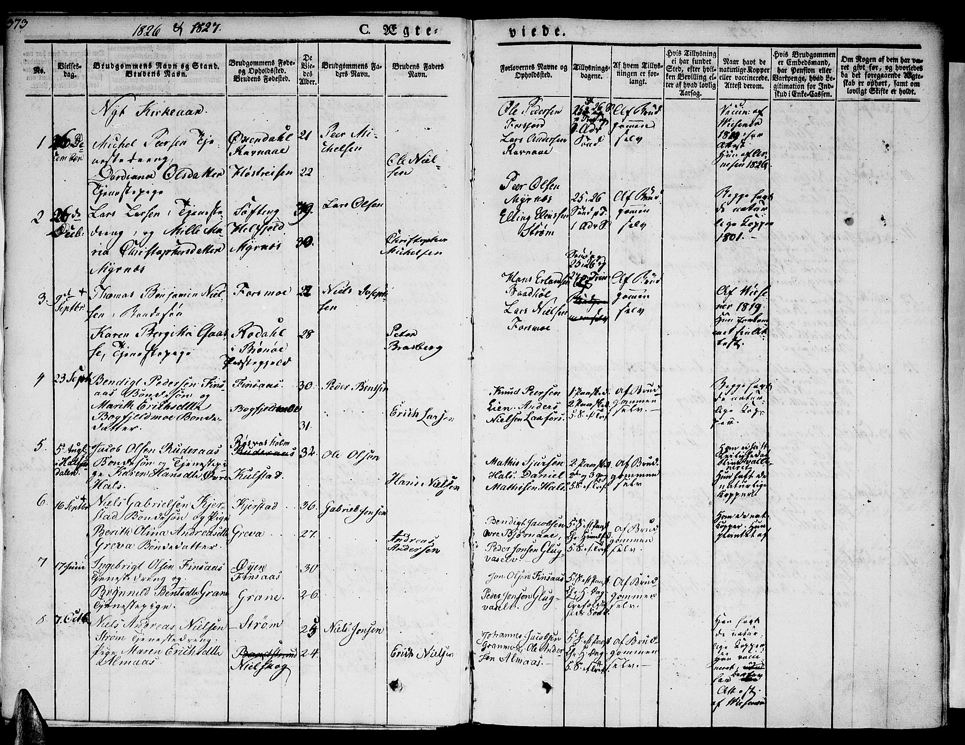 Ministerialprotokoller, klokkerbøker og fødselsregistre - Nordland, SAT/A-1459/820/L0290: Parish register (official) no. 820A11, 1826-1845, p. 373