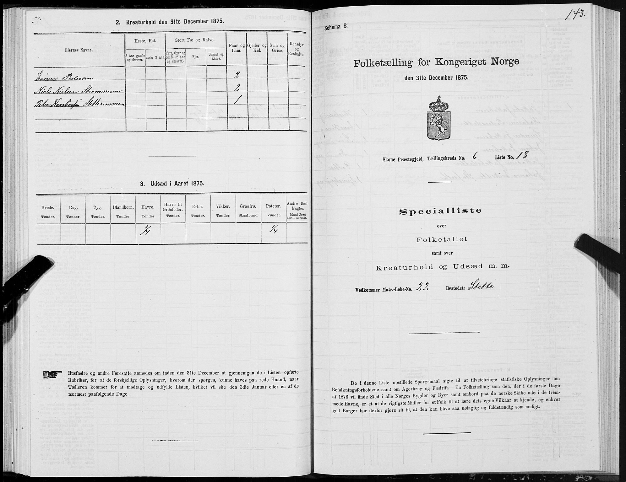 SAT, 1875 census for 1529P Skodje, 1875, p. 2143