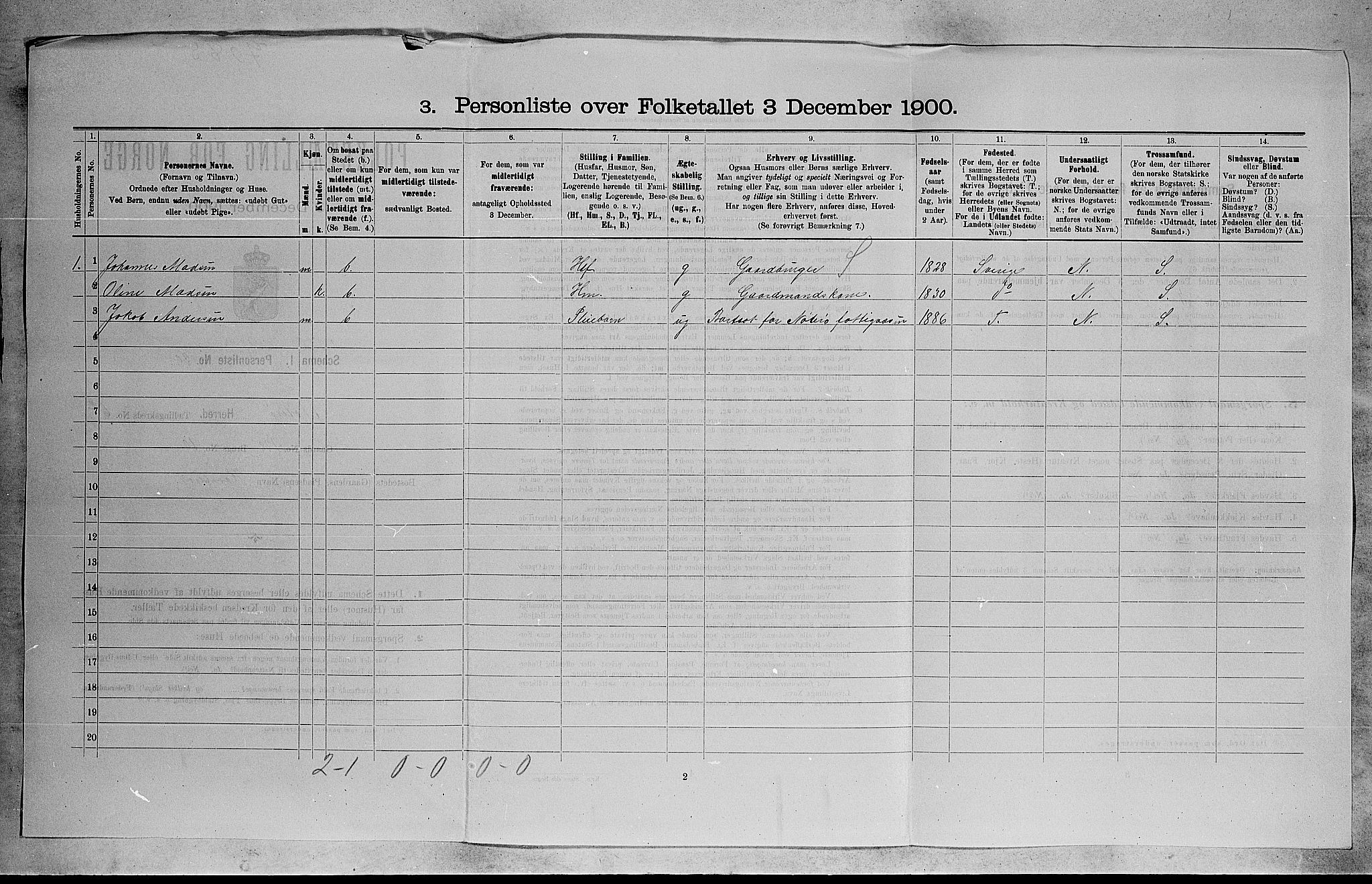 RA, 1900 census for Nøtterøy, 1900, p. 1978