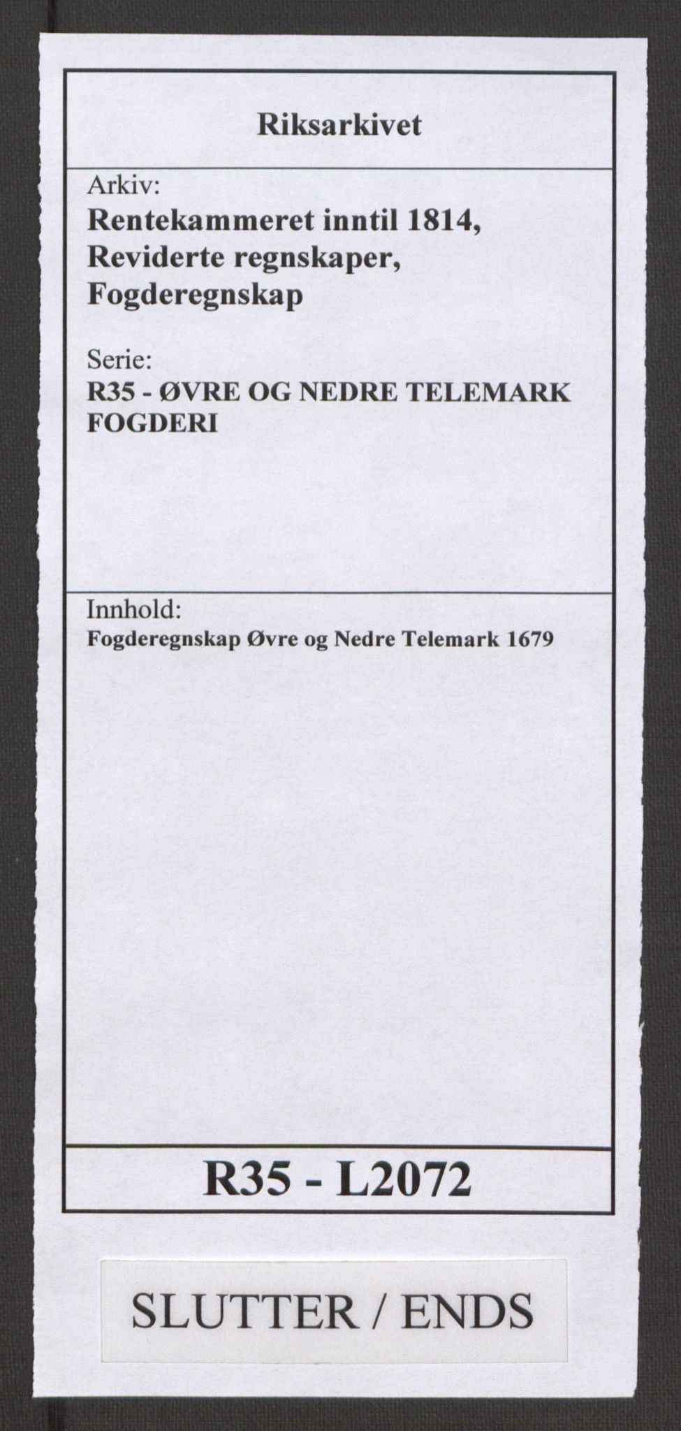 Rentekammeret inntil 1814, Reviderte regnskaper, Fogderegnskap, AV/RA-EA-4092/R35/L2072: Fogderegnskap Øvre og Nedre Telemark, 1679, p. 279