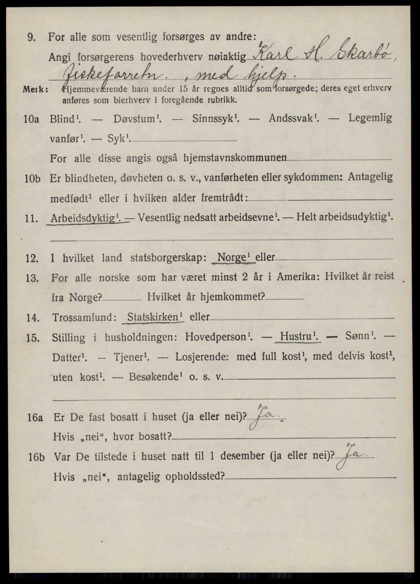 SAT, 1920 census for Borgund, 1920, p. 9529