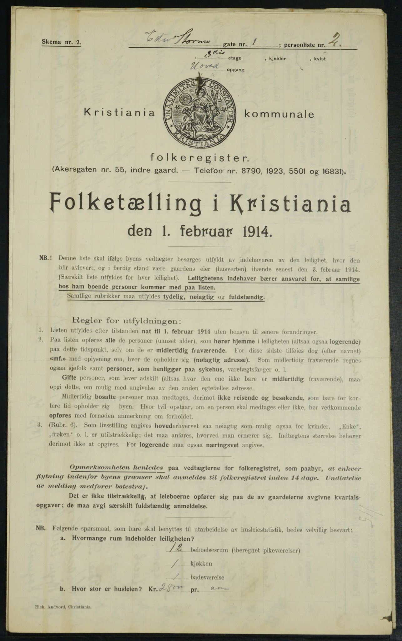 OBA, Municipal Census 1914 for Kristiania, 1914, p. 18877