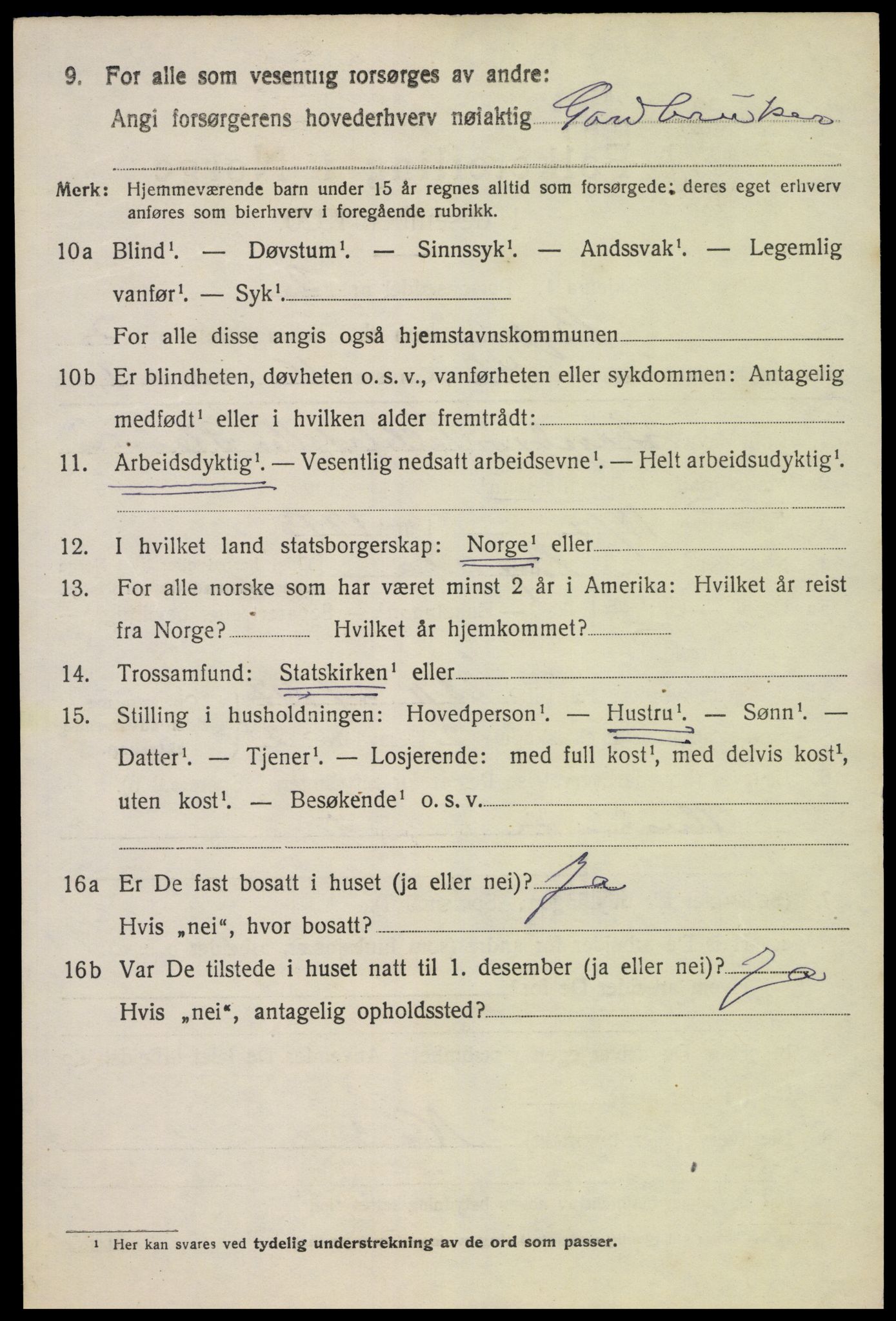 SAK, 1920 census for Bykle, 1920, p. 998