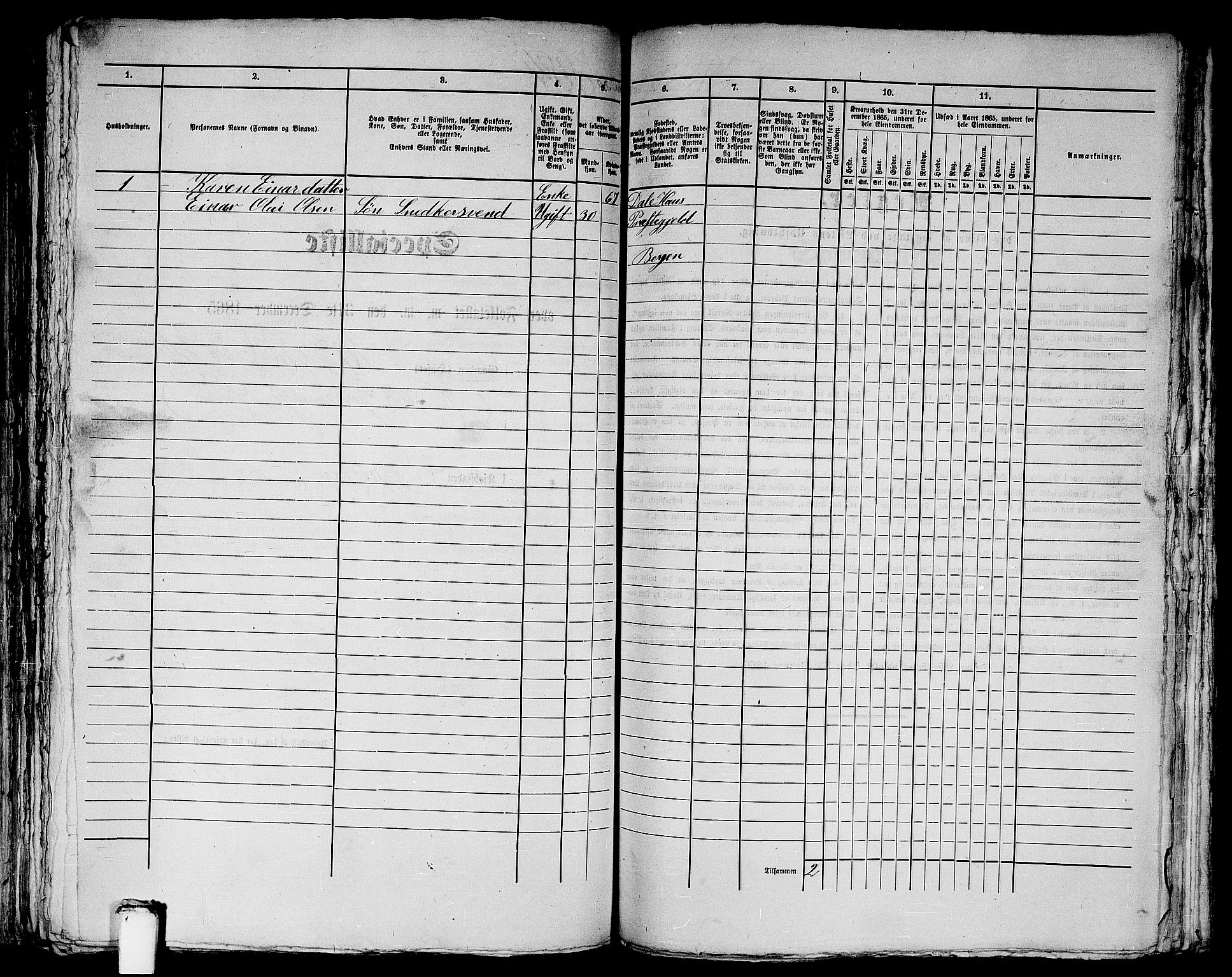 RA, 1865 census for Bergen, 1865, p. 1830