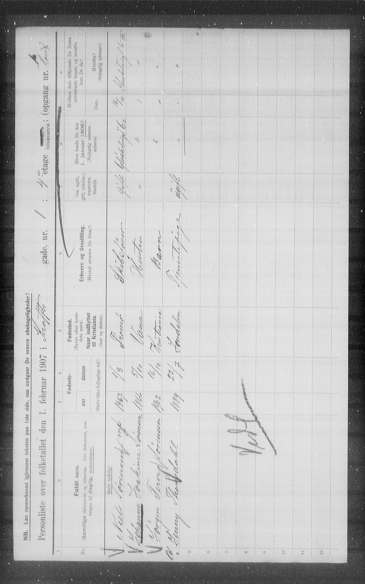 OBA, Municipal Census 1907 for Kristiania, 1907, p. 27497