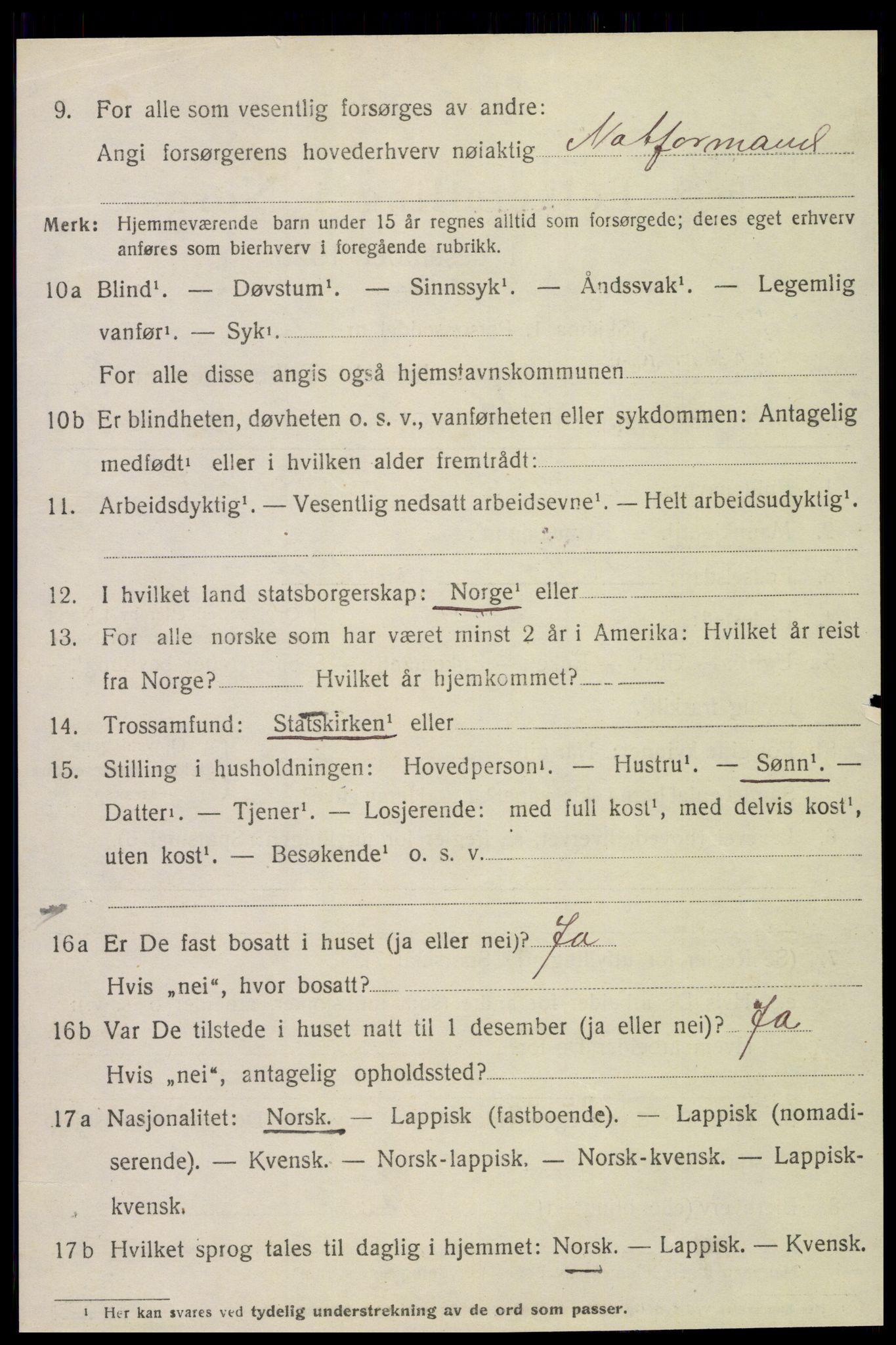 SAT, 1920 census for Lurøy, 1920, p. 4022