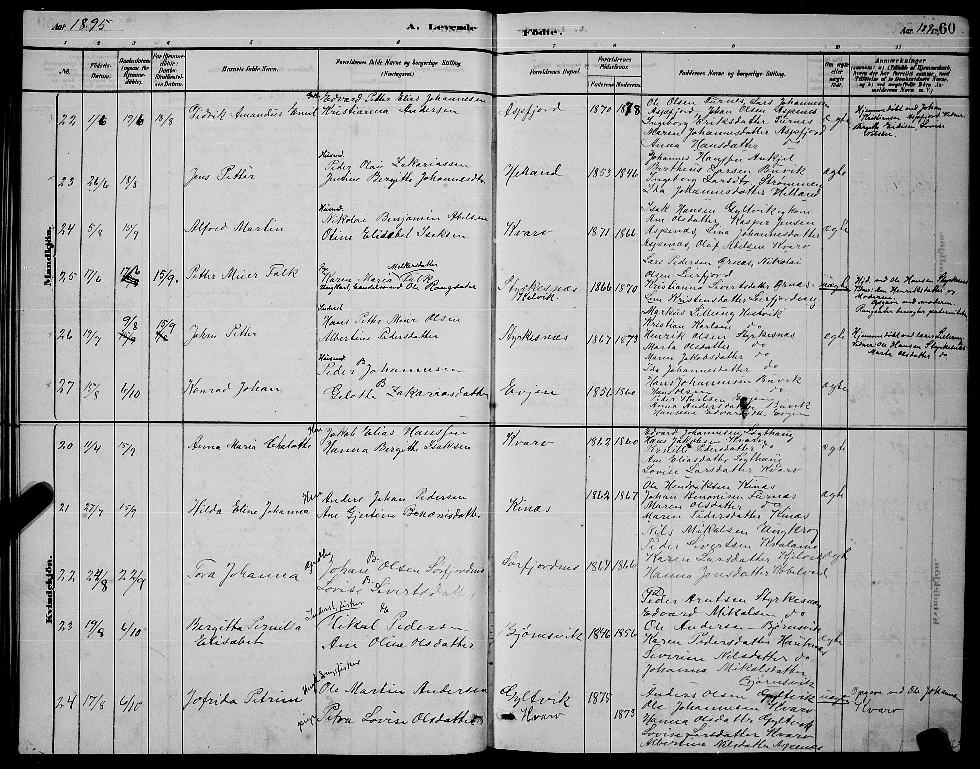 Ministerialprotokoller, klokkerbøker og fødselsregistre - Nordland, AV/SAT-A-1459/853/L0772: Parish register (official) no. 853A11, 1881-1900, p. 60