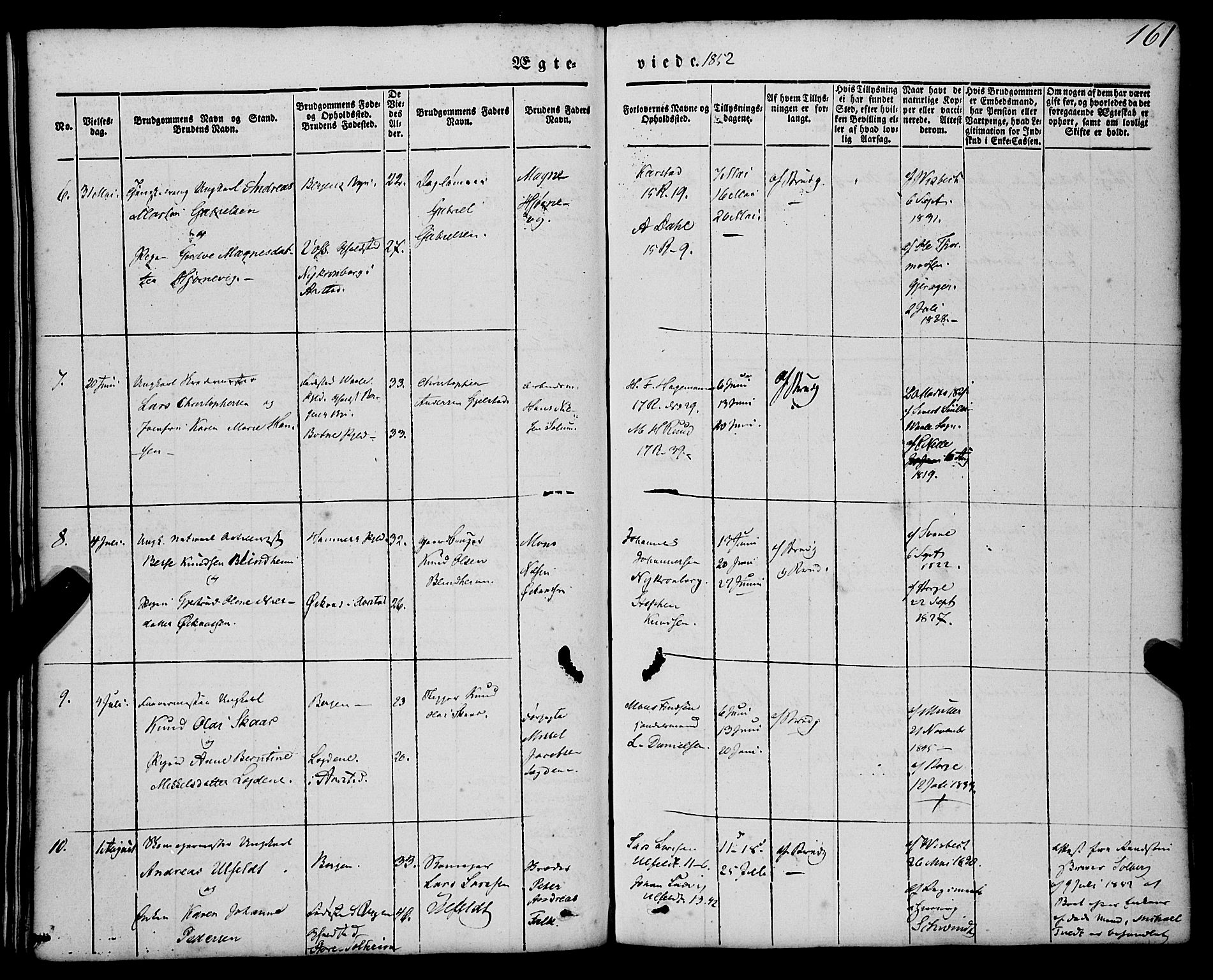 St. Jørgens hospital og Årstad sokneprestembete, AV/SAB-A-99934: Parish register (official) no. A 4, 1844-1863, p. 161