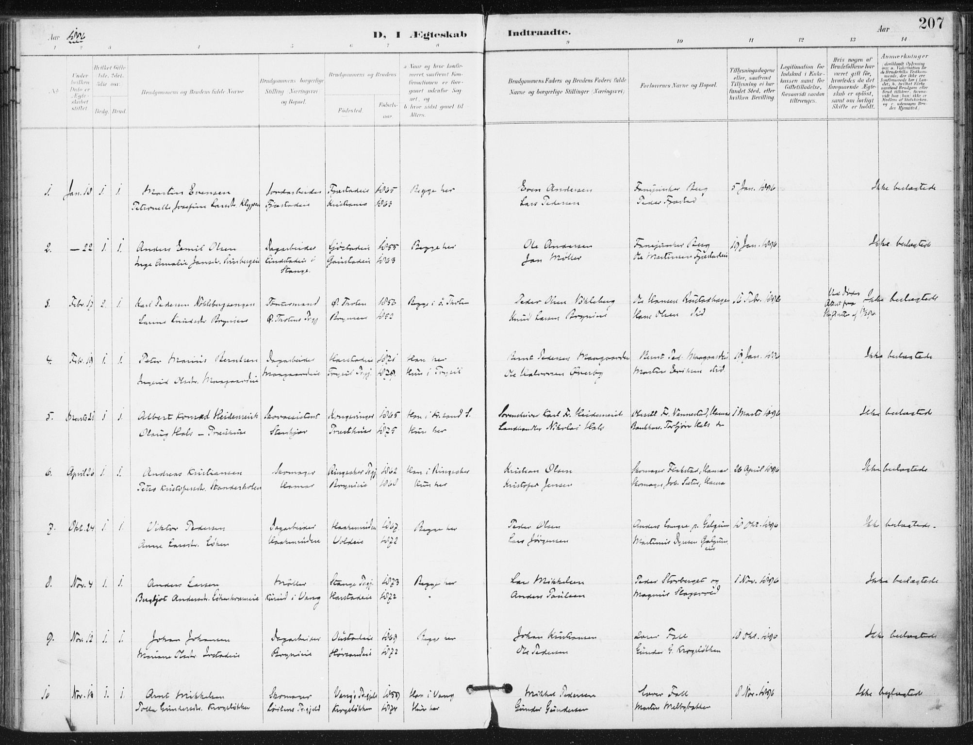Romedal prestekontor, SAH/PREST-004/K/L0011: Parish register (official) no. 11, 1896-1912, p. 207
