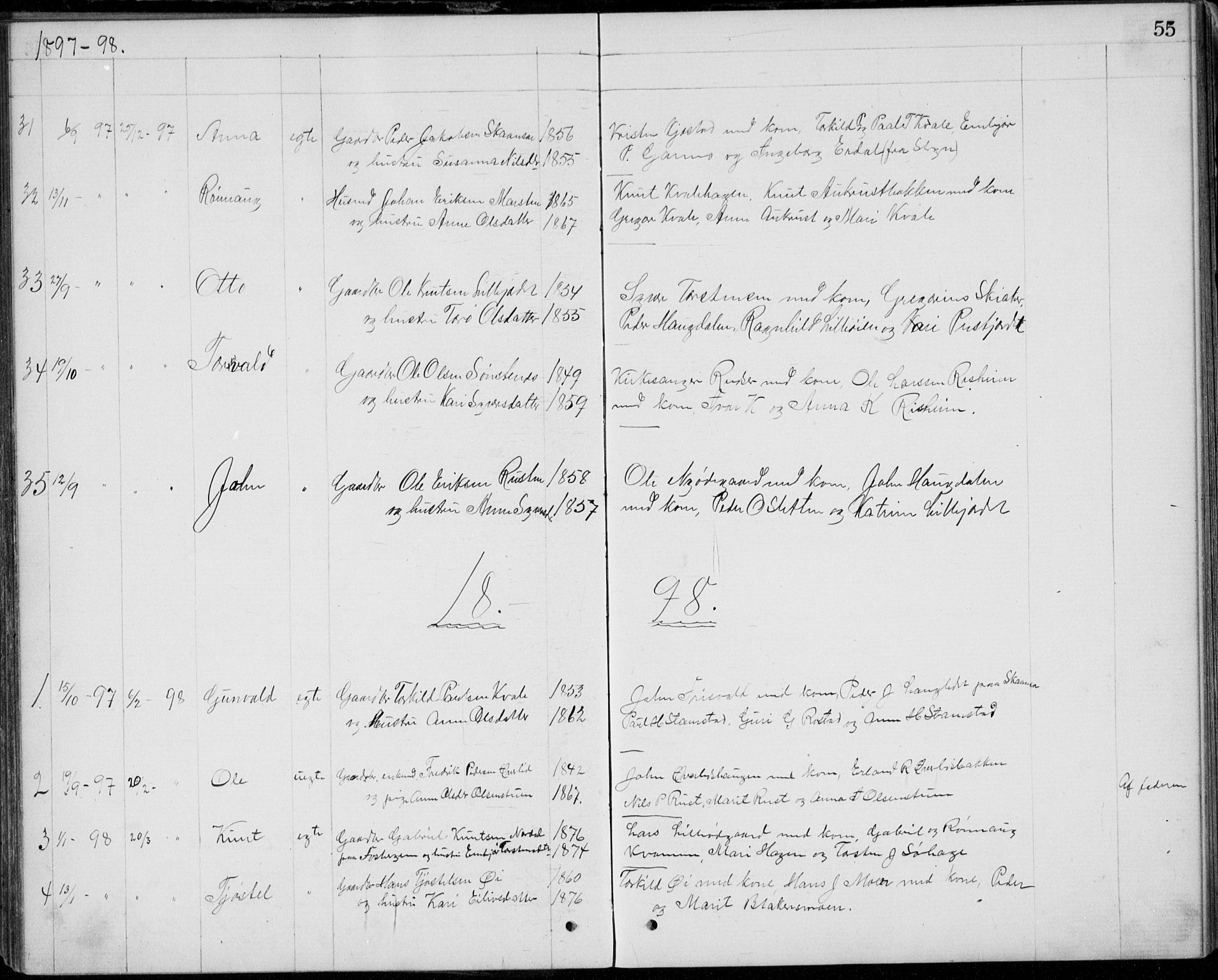 Lom prestekontor, SAH/PREST-070/L/L0013: Parish register (copy) no. 13, 1874-1938, p. 55