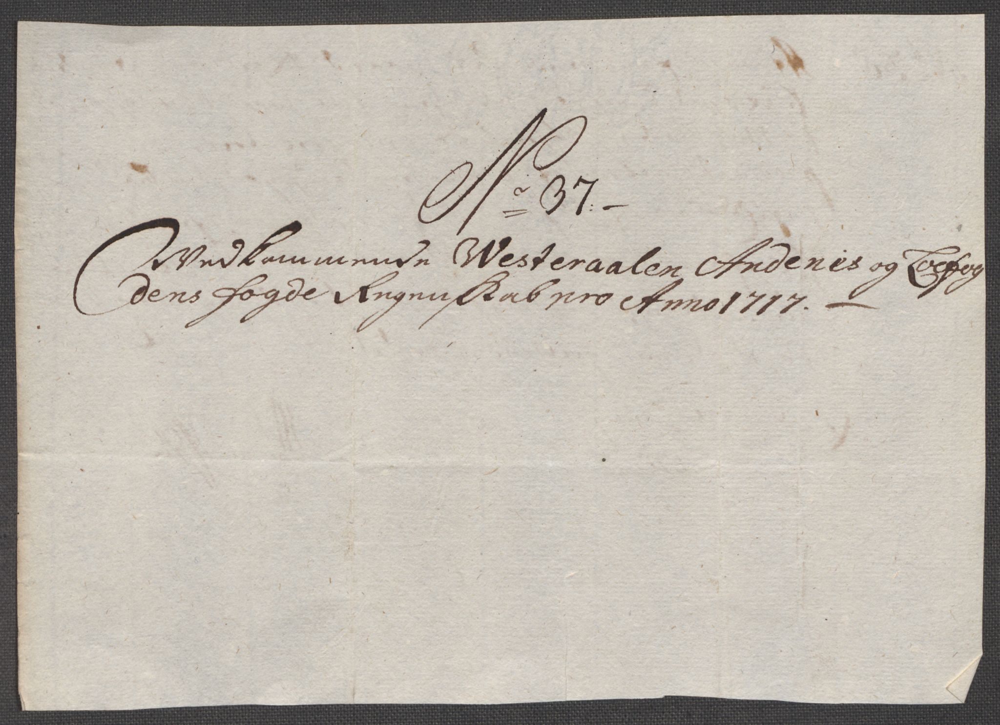 Rentekammeret inntil 1814, Reviderte regnskaper, Fogderegnskap, AV/RA-EA-4092/R67/L4683: Fogderegnskap Vesterålen, Andenes og Lofoten, 1717, p. 236