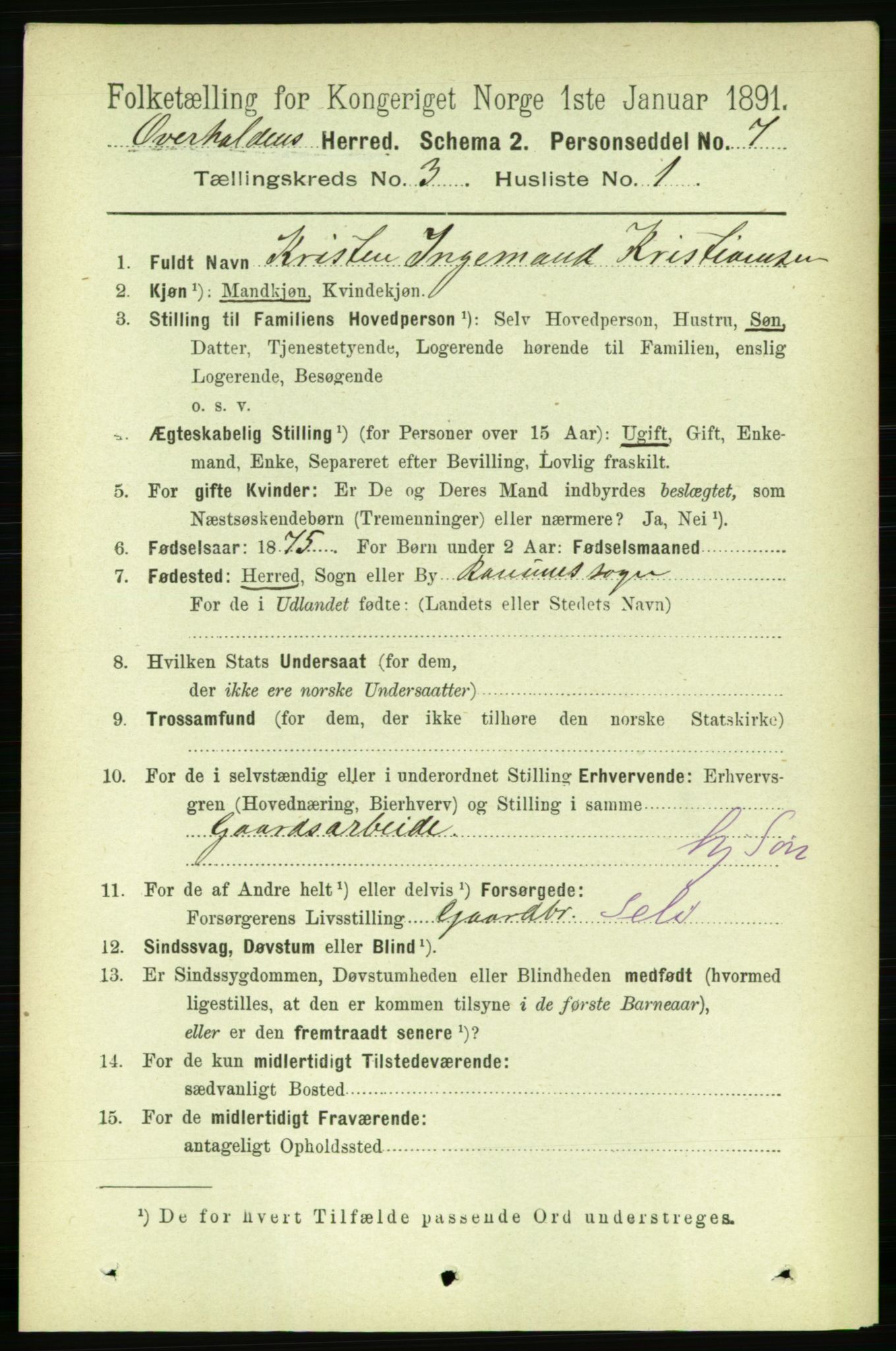 RA, 1891 census for 1744 Overhalla, 1891, p. 755